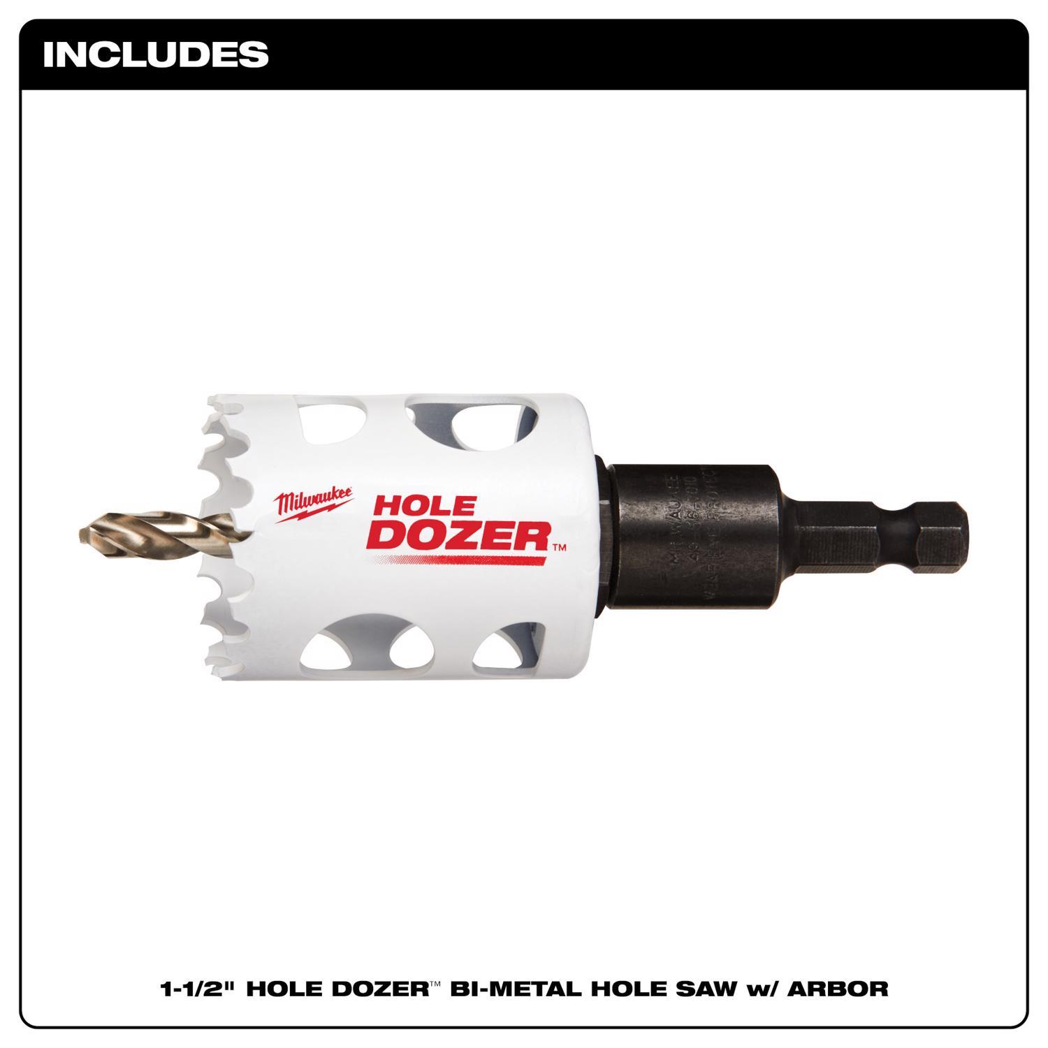Milwaukee Hole Dozer 1-1/2 in. Bi-Metal Hole Saw with Arbor and Pilot Bit 1 pk