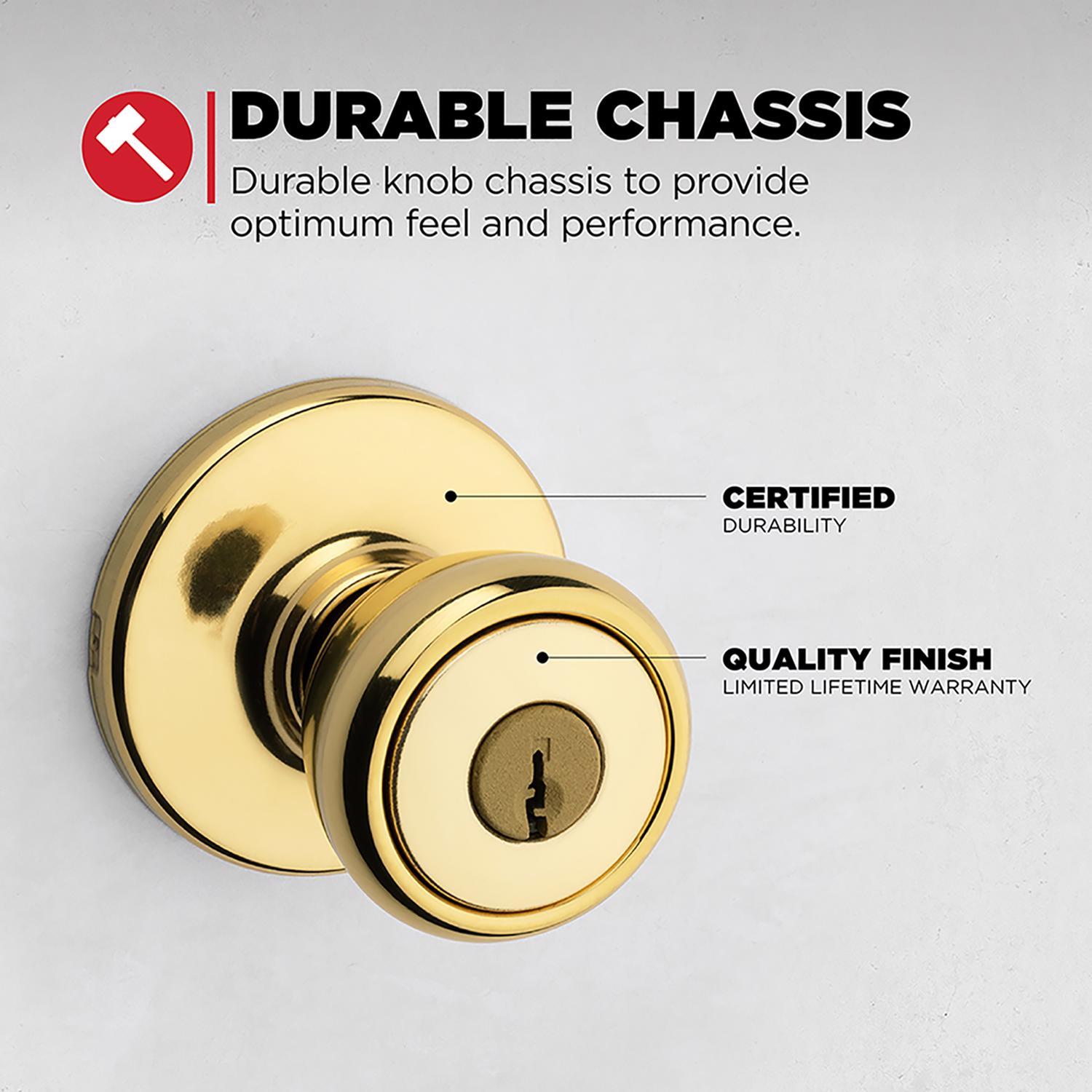 Kwikset Tylo Polished Brass Entry Knobs 1-3/4 in.