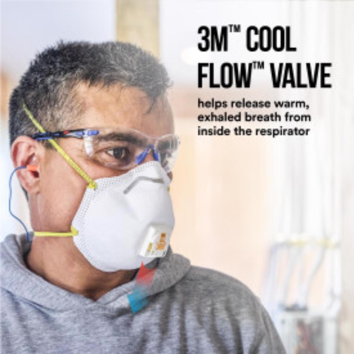 3M N95 Paint Sanding Cup Disposable Respirator Pro-Series Valved White 10 pc