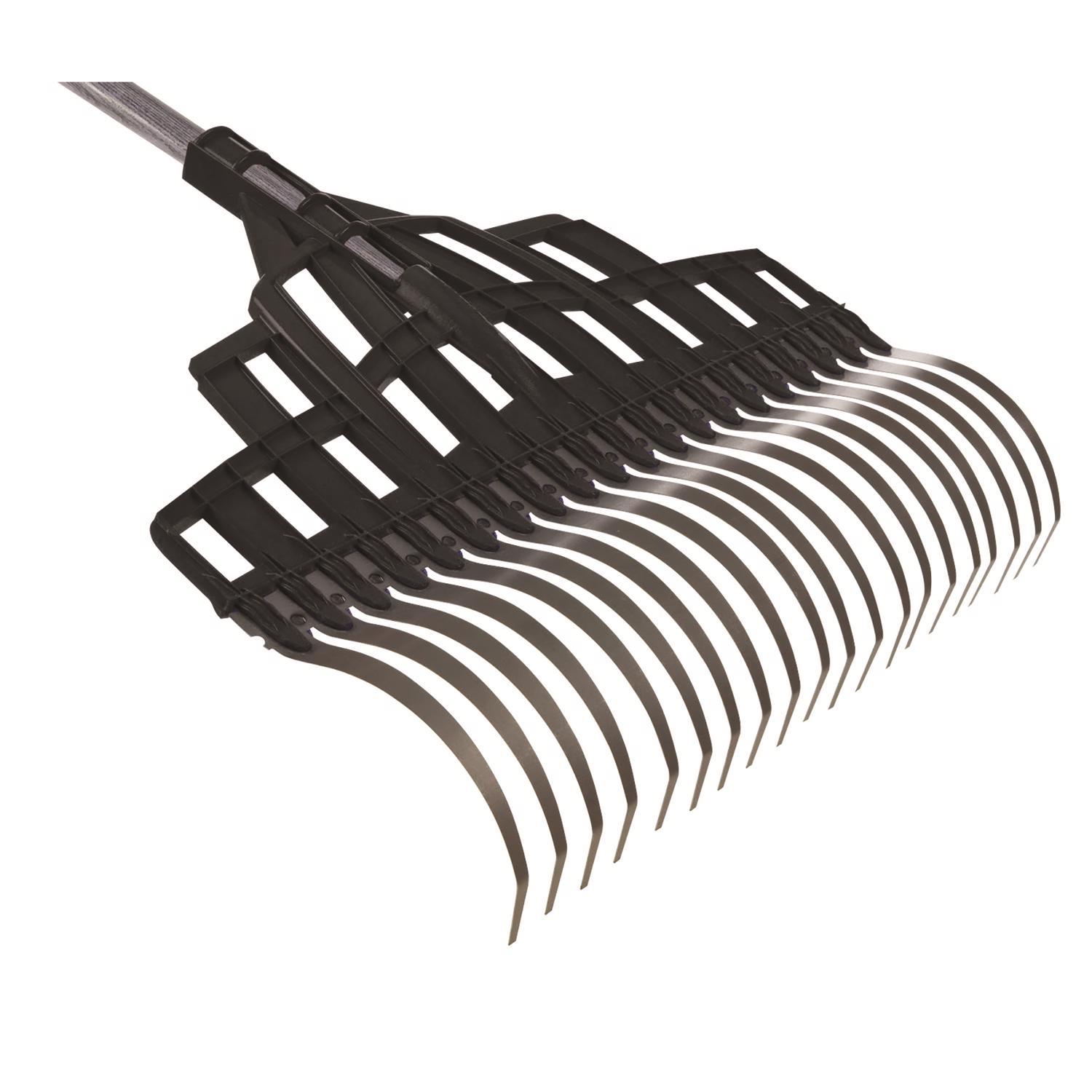 True Temper 65.25 in. 20 Tine Steel Lawn Rake Wood Handle