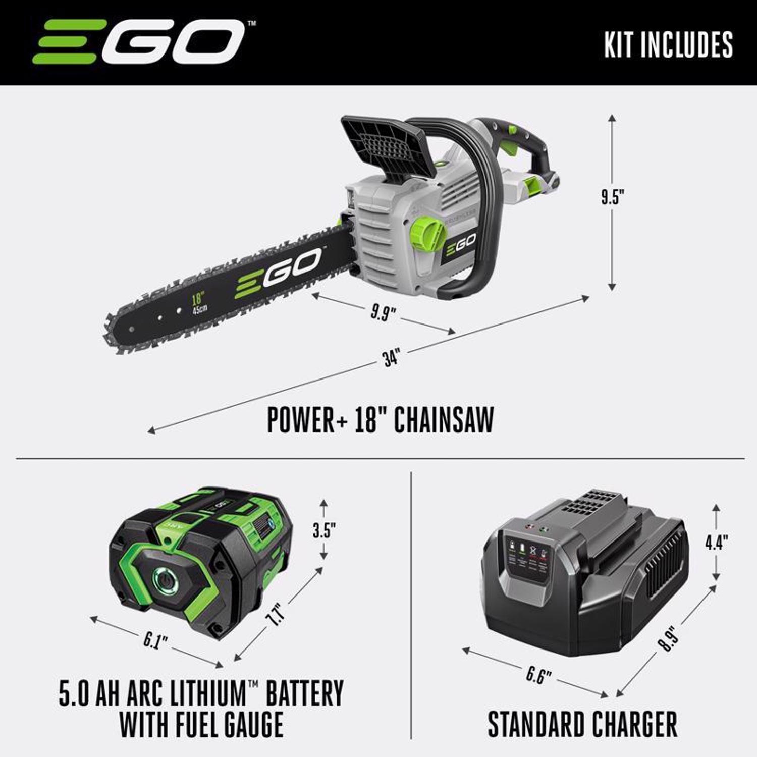 EGO Power+ CS1804 18 in. 56 V Battery Chainsaw Kit (Battery & Charger)