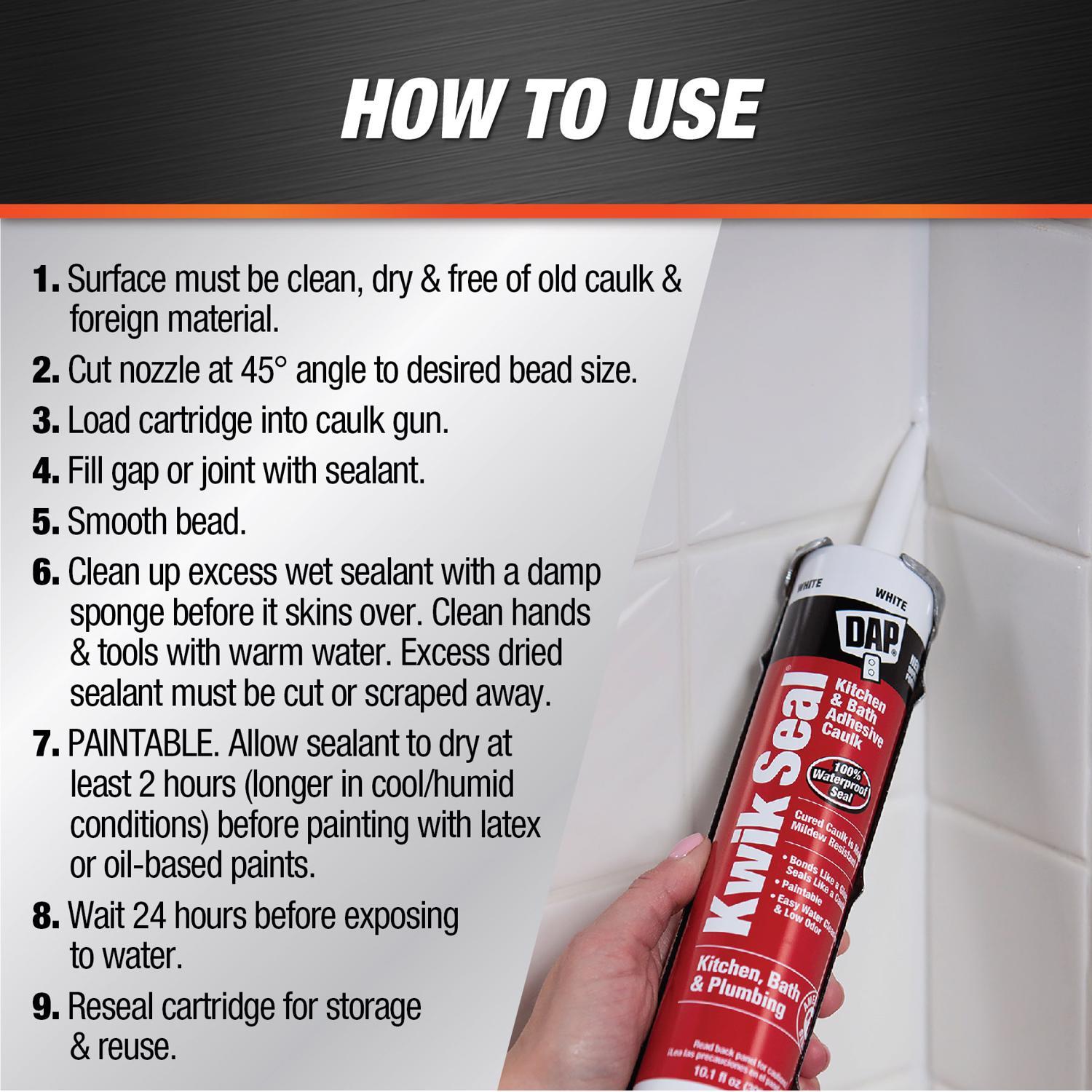 DAP Kwik Seal White Acrylic Latex Kitchen and Bath Adhesive Caulk 10.1