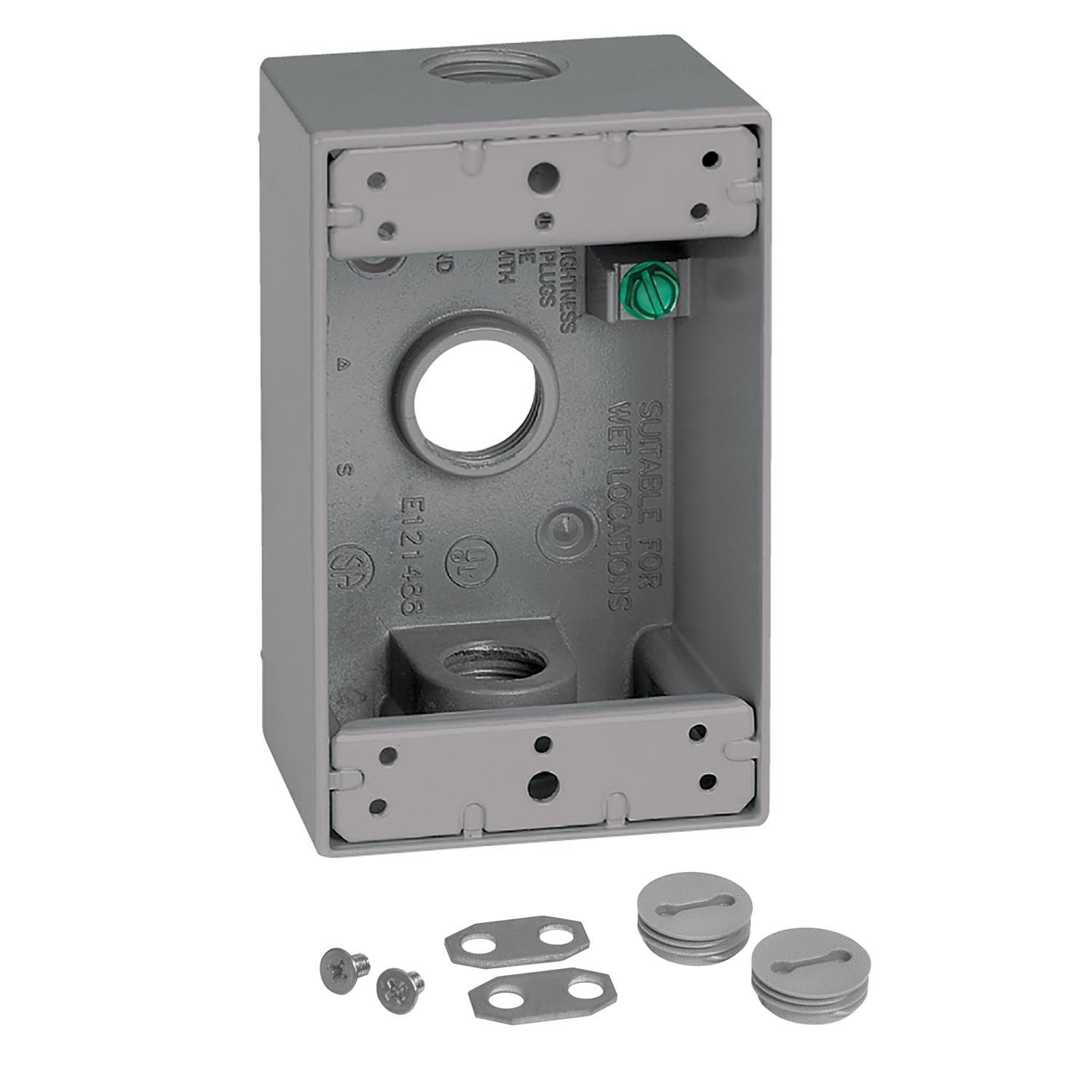 Sigma Engineered Solutions New Work 18.3 cu in Rectangle Metallic Weatherproof Box Gray