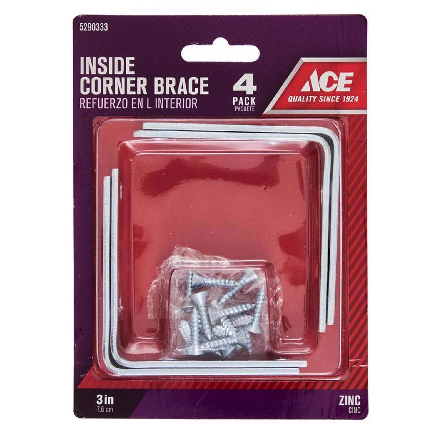 Ace 3 in. H X 4..75 in. W X 3 in. D Zinc Inside L Corner Brace
