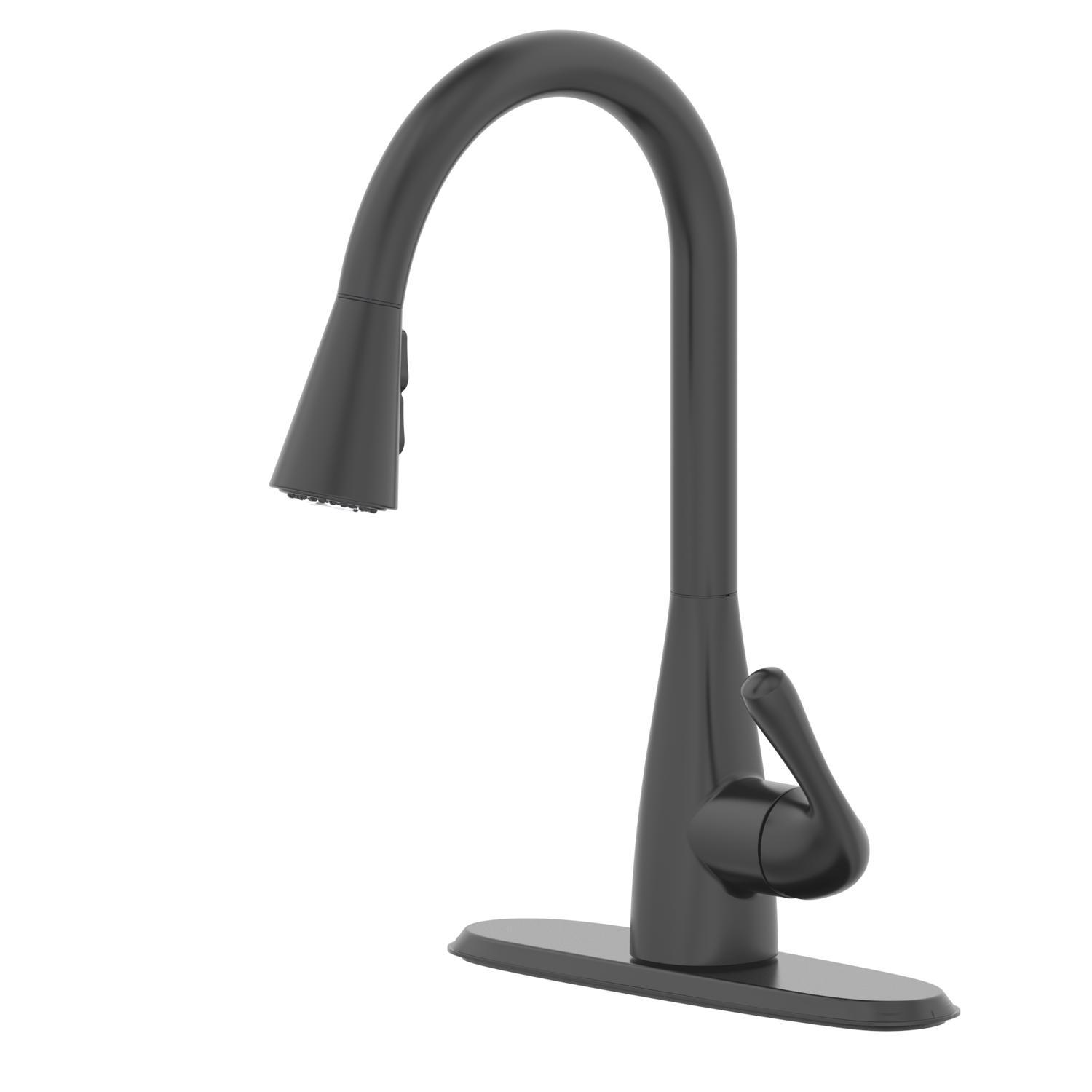 Oakbrook Collection Vela One Handle Matte Black Pull-Down Kitchen Faucet