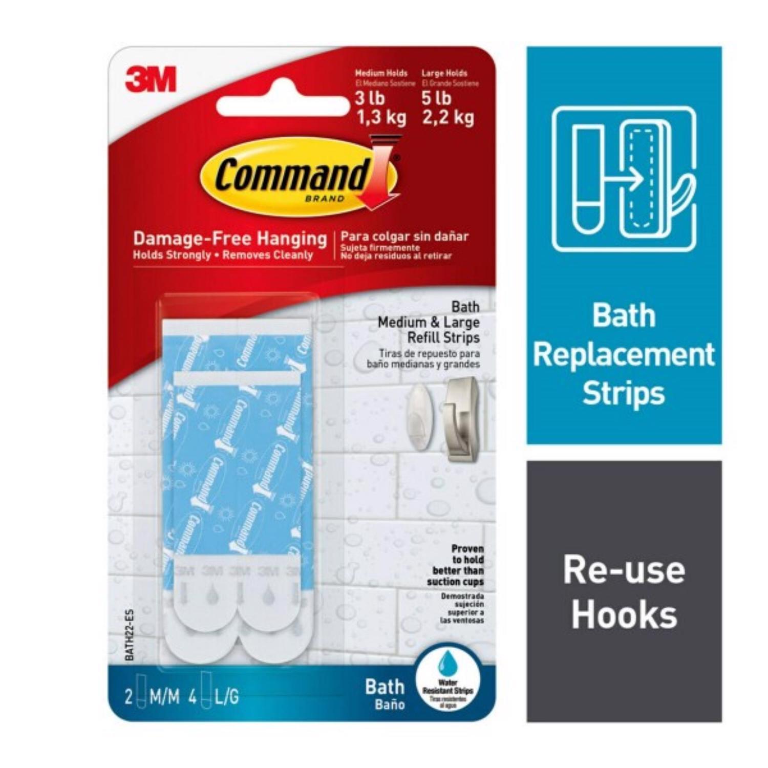 3M Command Medium/Large Plastic Refill Strips 6 pk