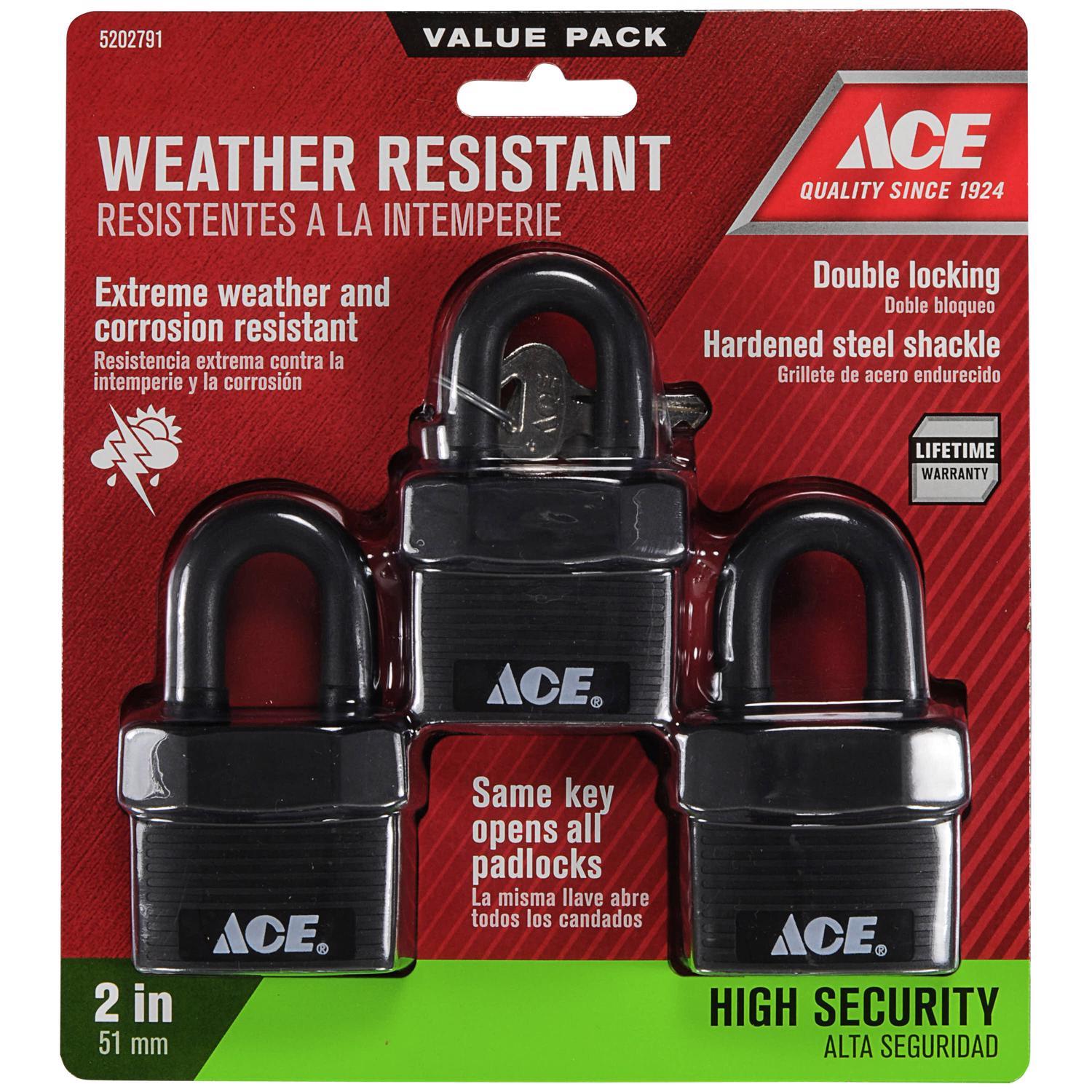 Ace 1-5/8 in. H X 1-3/4 in. W X 1-1/8 in. L Steel Double Locking Padlock