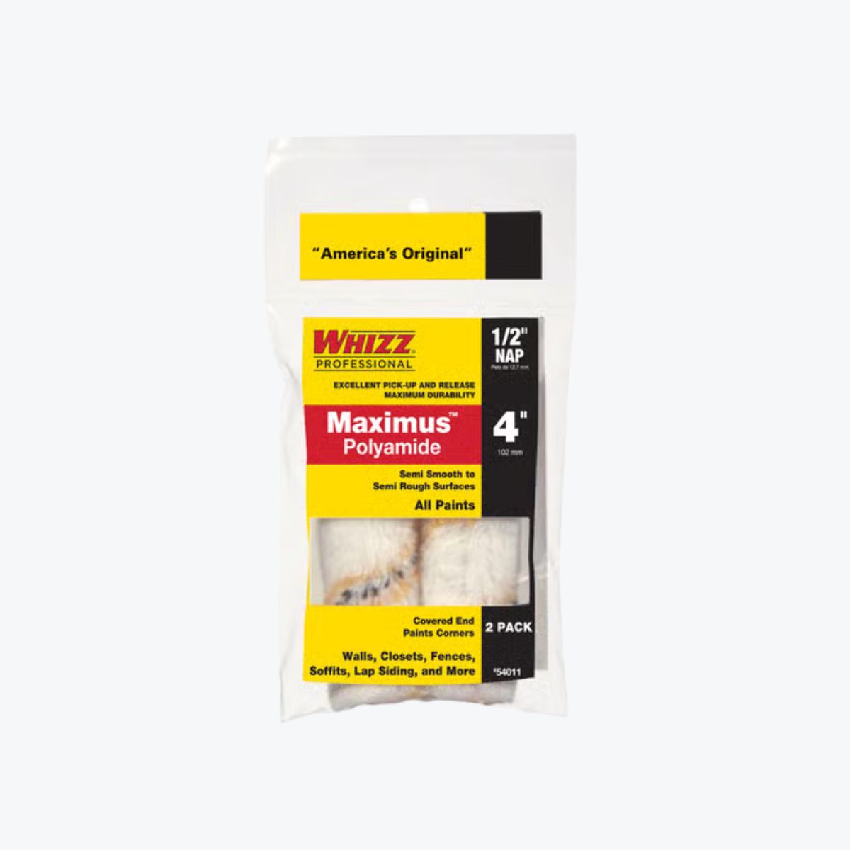 Whizz Maximus Polyamide Fabric 4 in. W X 1/2 in. Mini Paint Roller Cover 2 pack