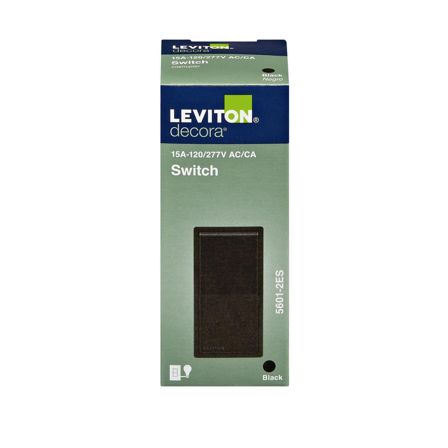 Leviton Decora 15 amps Single Pole Rocker AC Quiet Switch Black 1 pk