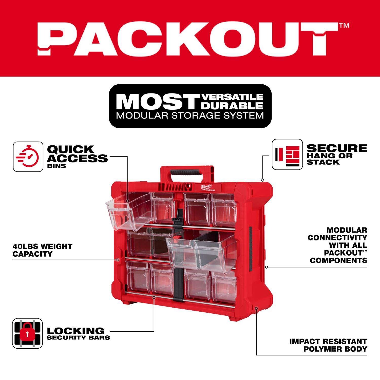 Milwaukee Packout 19.7 in. W X 6.7 in. H Modular System Plastic Red