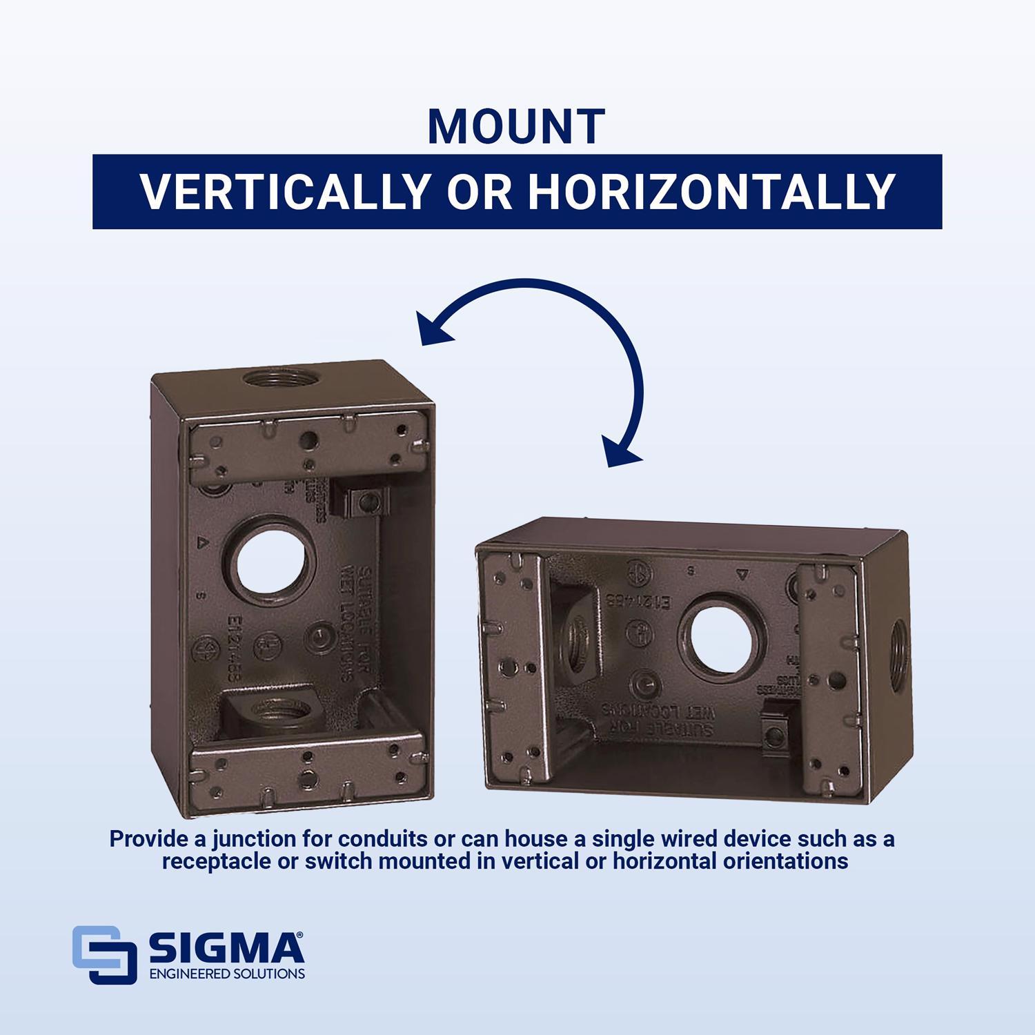 Sigma Engineered Solutions New Work 18.3 cu in Rectangle Die-Cast Metal 1 gang Weatherproof Box Bron