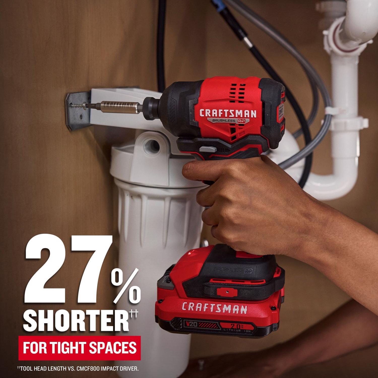 CRAFTSMAN V20 Brushless RP 1/4 in. Cordless Brushless Impact Driver Kit (Battery & Charger)