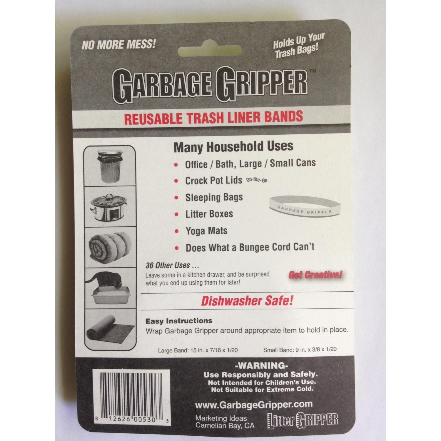 Garbage Gripper No Scent Trash Liner Bands Flat Top 2 pk