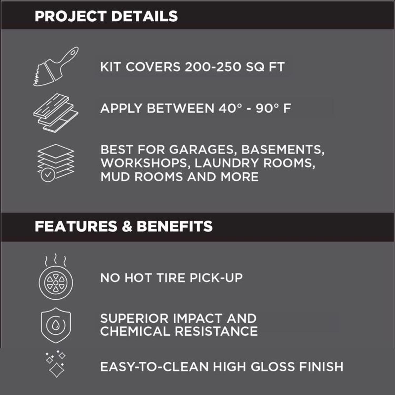 Rust-Oleum RockSolid High-Gloss Dark Gray Solvent-Based Polycuramine Garage Floor Coating Kit 90 oz