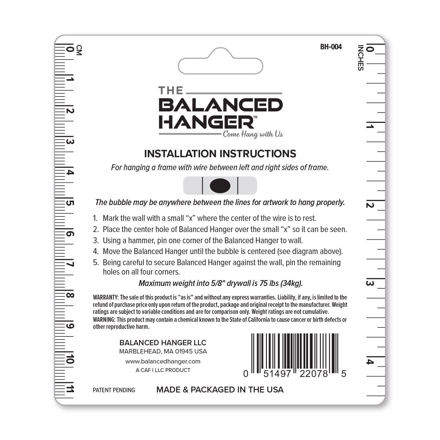 Balanced Hanger Always Level Metallic Silver Heavy Duty Mirror/Picture Hanging Kit 75 lb. 1 Pack