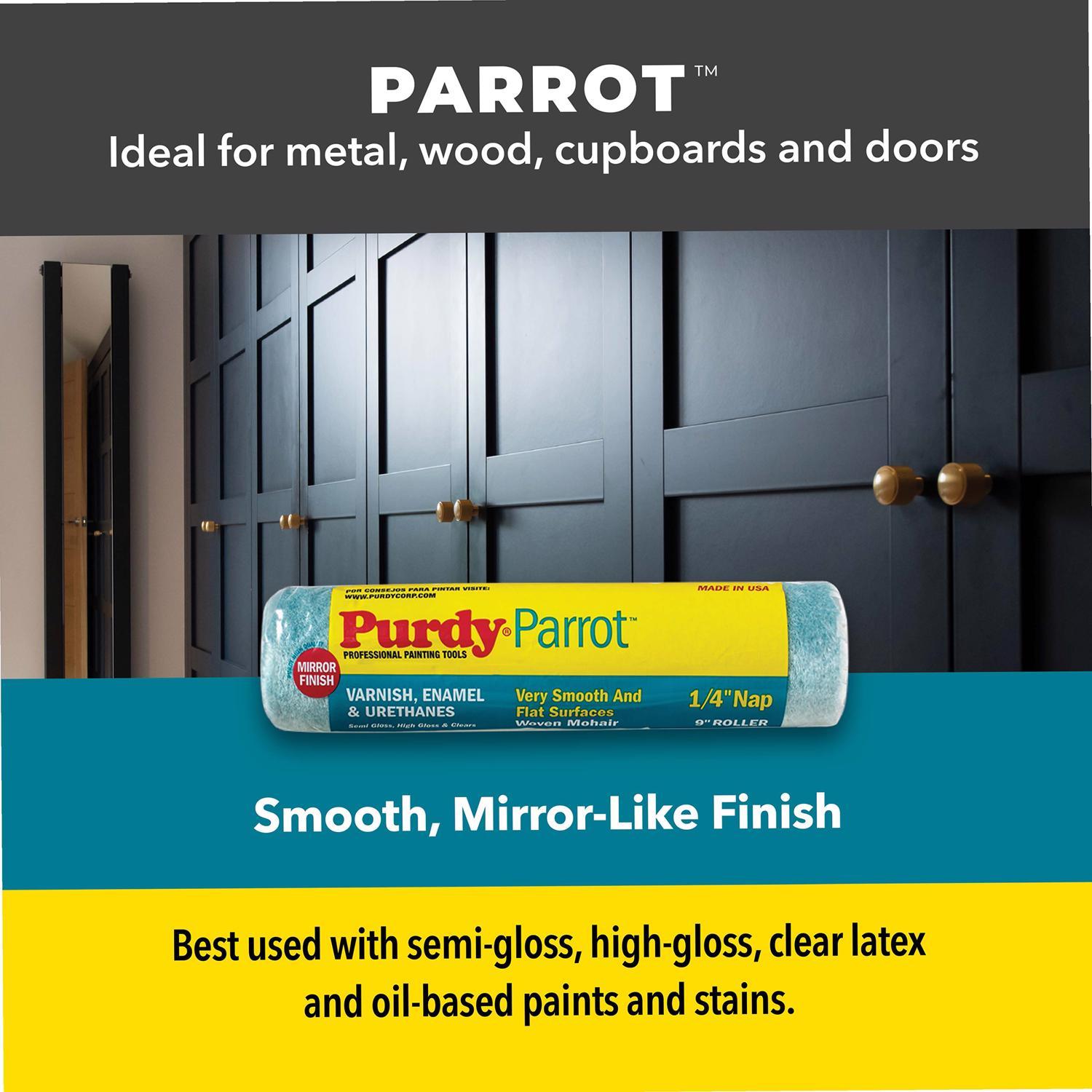 Purdy Parrot Mohair Blend 4.5 in. W X 1/4 in. Jumbo Mini Paint Roller Cover 2 pk