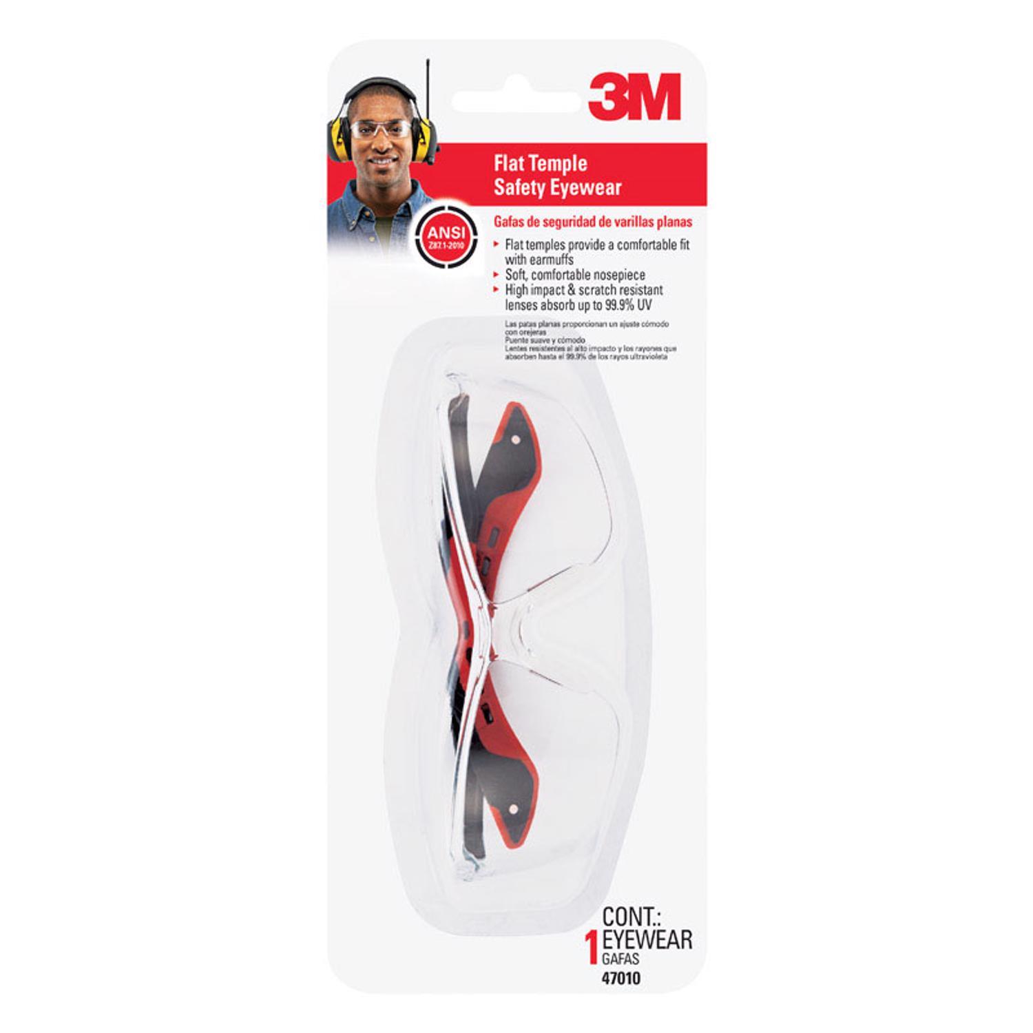 3M Safety Glasses Clear Lens Black/Red Frame 1 pc