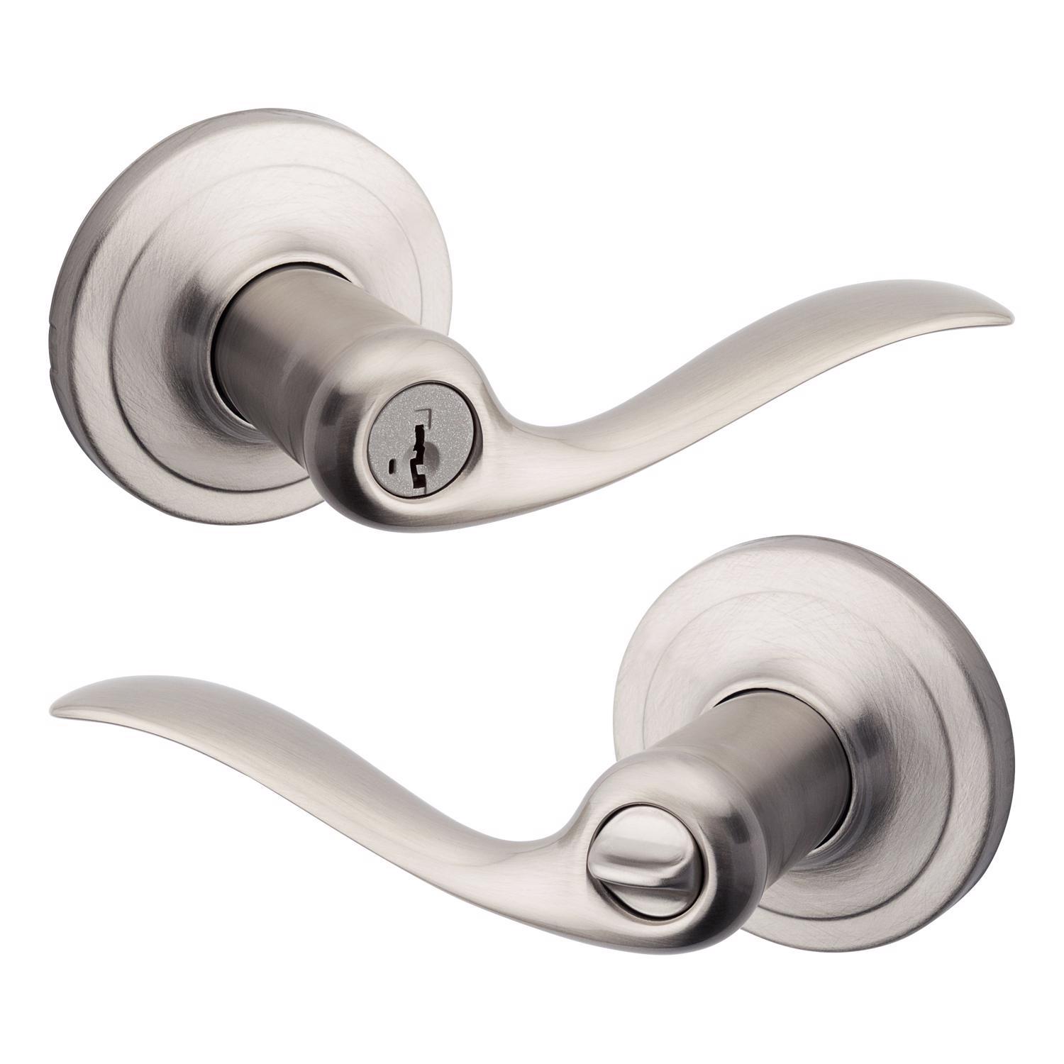 Kwikset SmartKey Tustin Satin Nickel Entry Door Knob KW1 1-3/4 in.