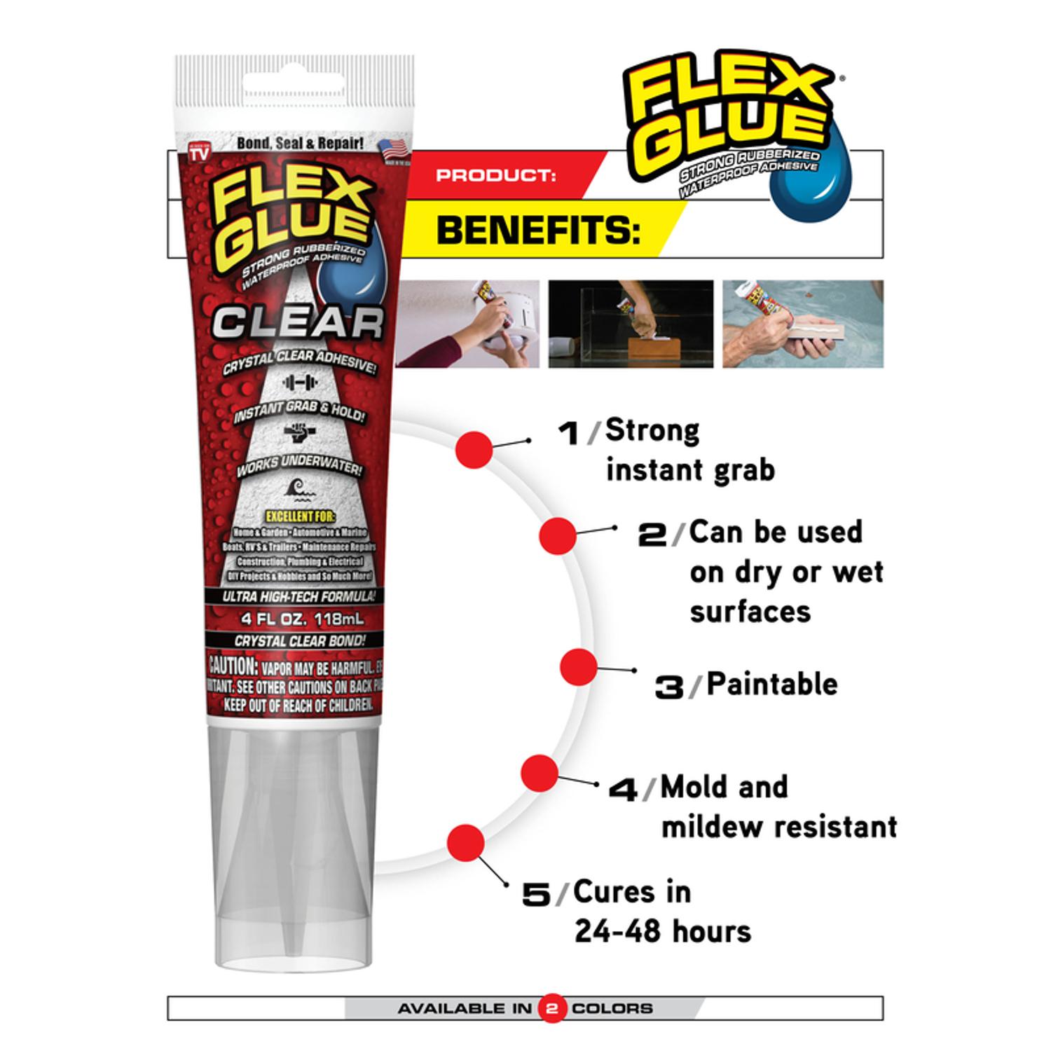 Flex Seal Family of Products Flex Glue MINI White Rubberized Waterproof Adhesive 0.75 oz