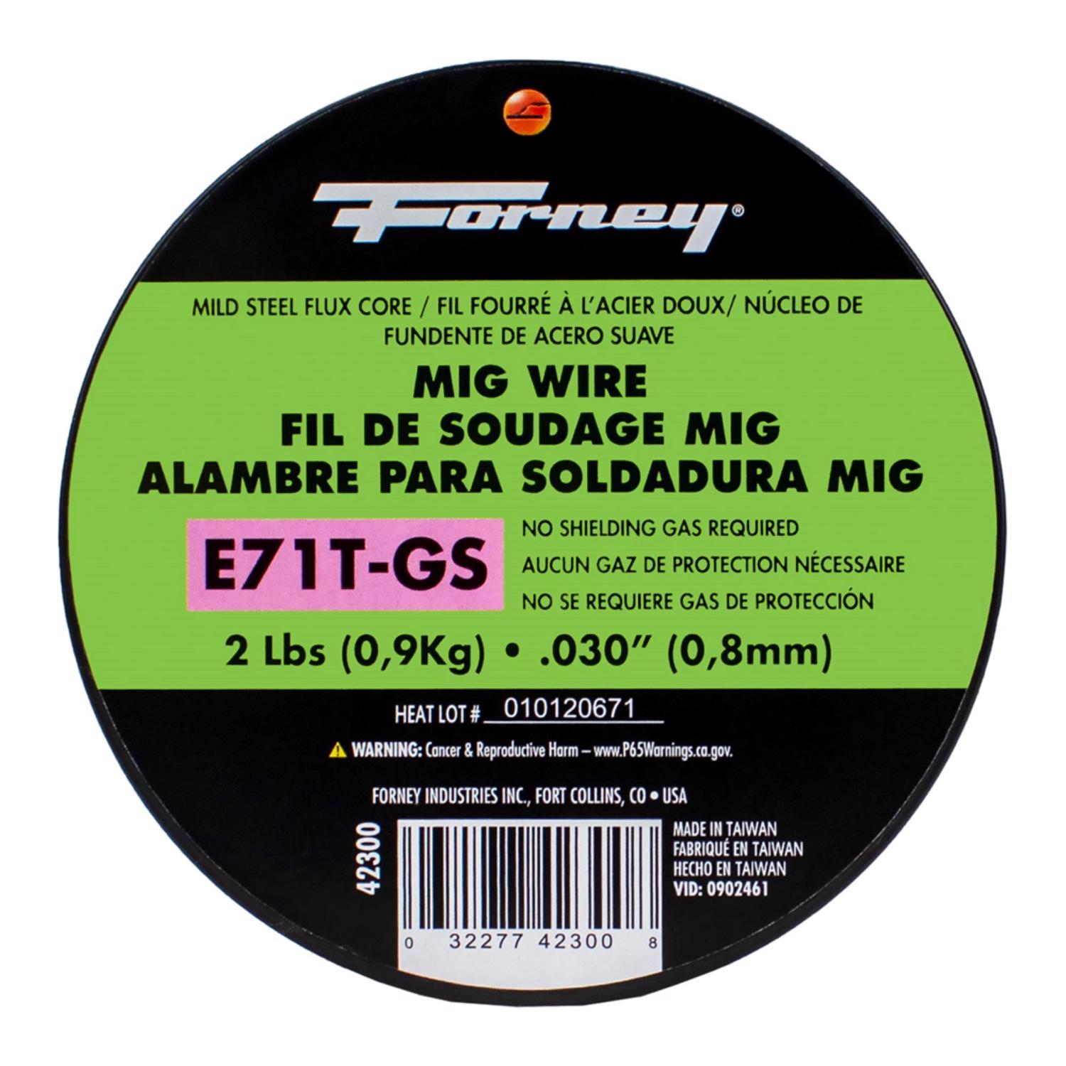 Forney E71T-GS 0.03 in. Mild Steel Flux Cored Wire 79000 psi 2 lb