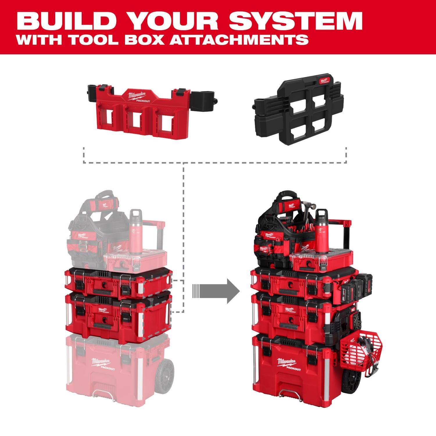 Milwaukee PACKOUT Tool Box Attachment M12 Battery Rack Black/Red