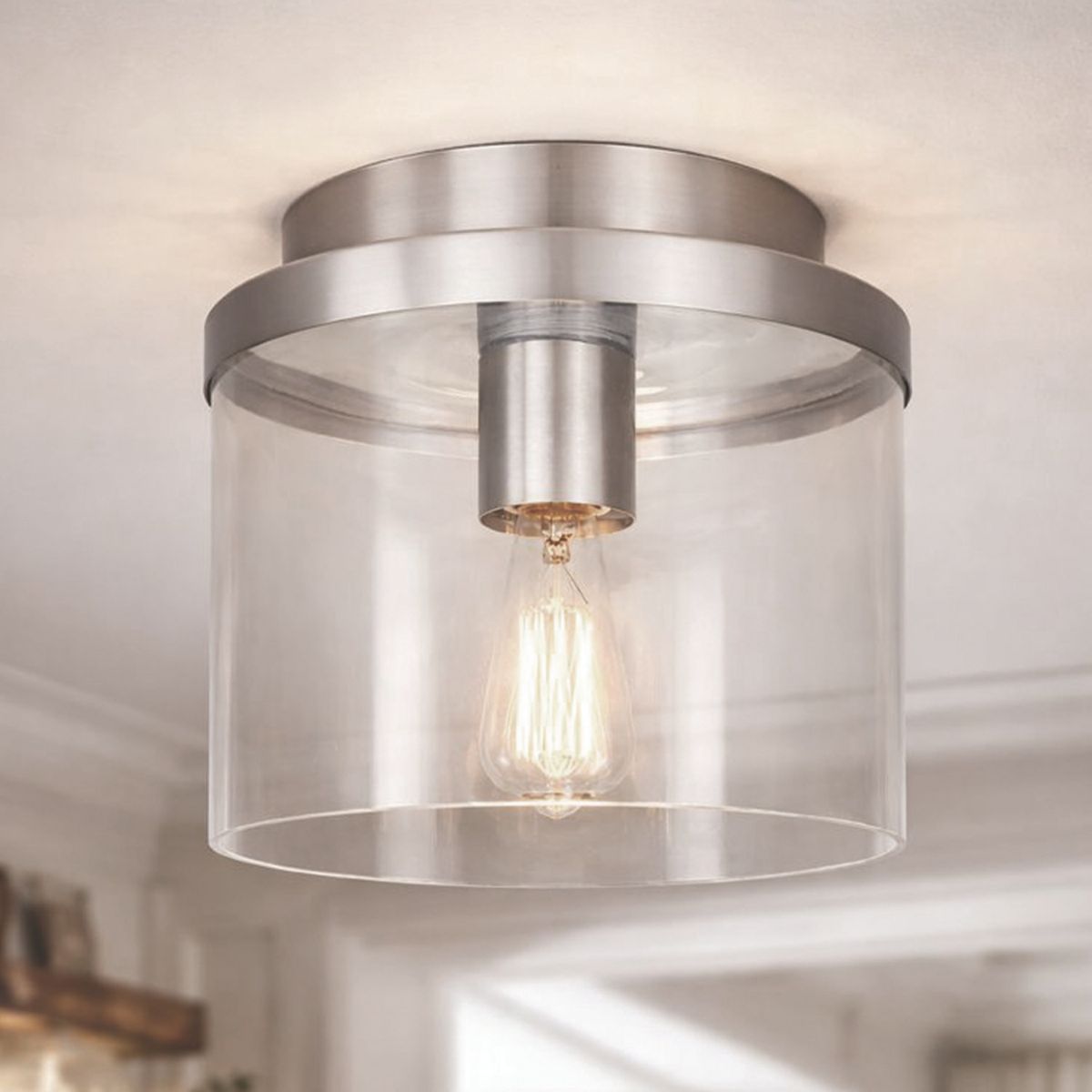 Canarm One Light Flush Mount Brush Nickel