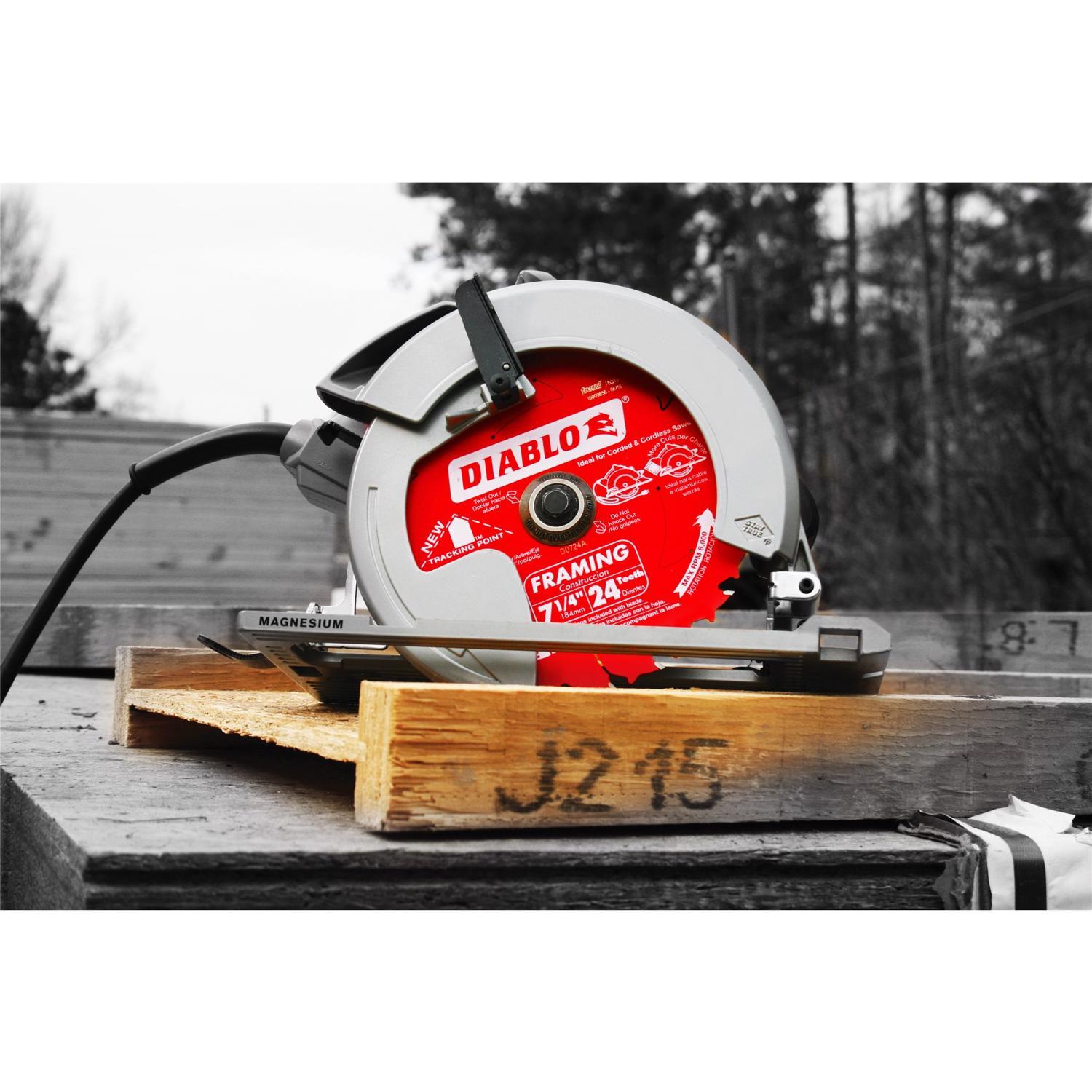 Diablo Tracking Point 7-1/4 in. D X 5/8 in. TiCo Hi-Density Carbide Framing Blade 24 teeth 1 pk