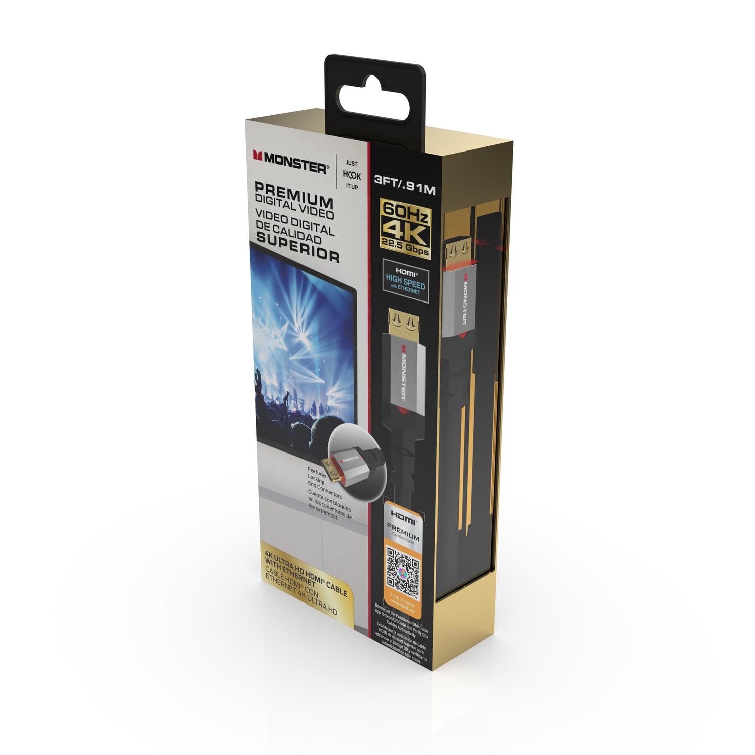 Monster Just Hook It Up 3 ft. L HDMI Cable With Ethernet 4K Ultra HD