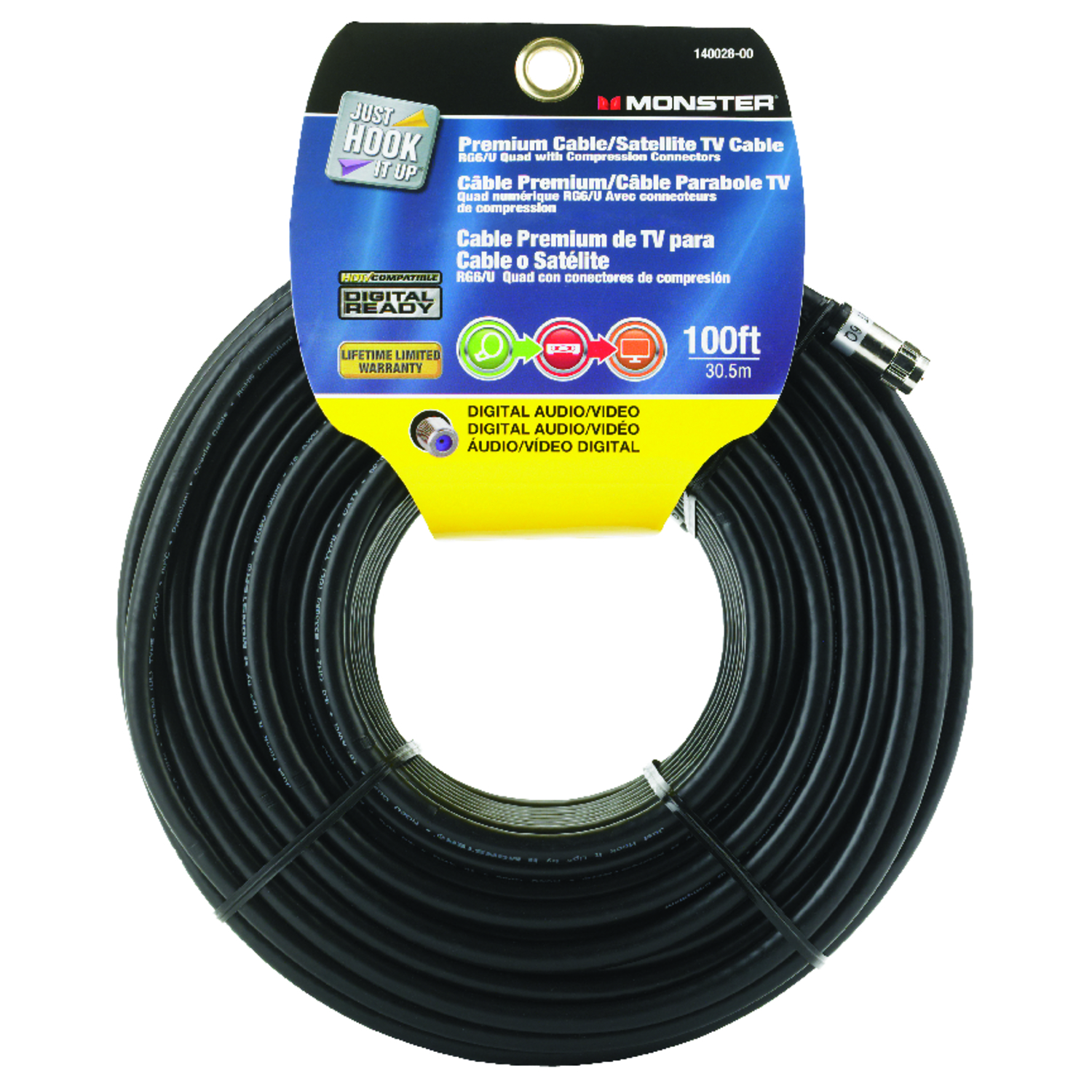 Monster Just Hook It Up 100 ft. Weatherproof Video Coaxial Cable