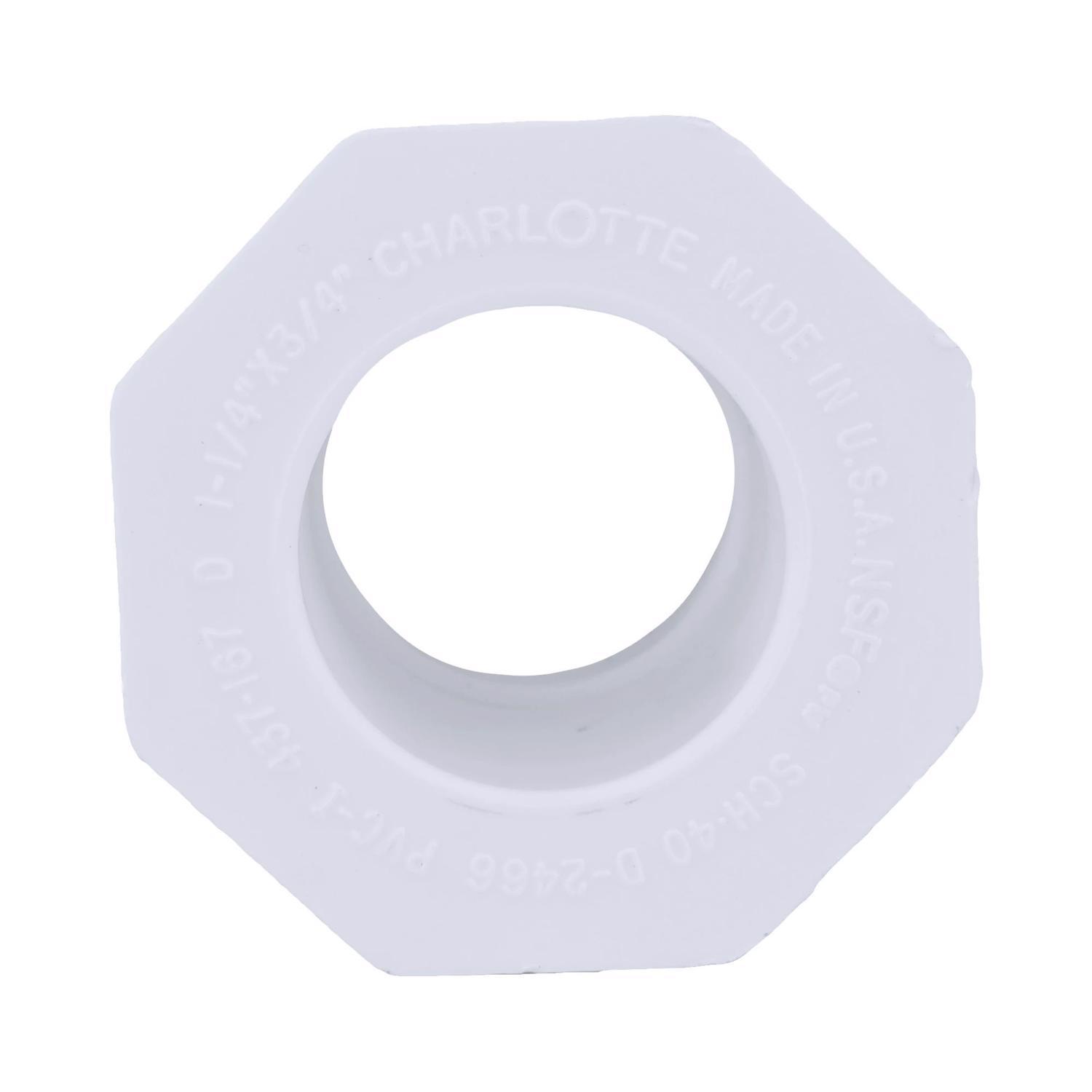 Charlotte Pipe Schedule 40 1-1/4 in. Slip X 3/4 in. D Slip PVC Reducing Bushing 1 pk