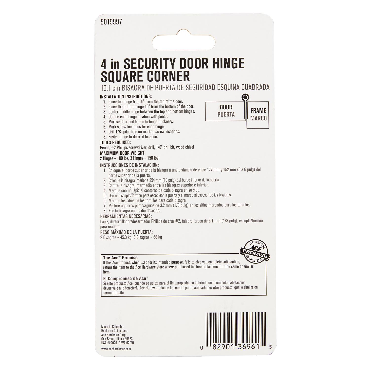 Ace 4 in. L White Residential Door Hinge 1 pk