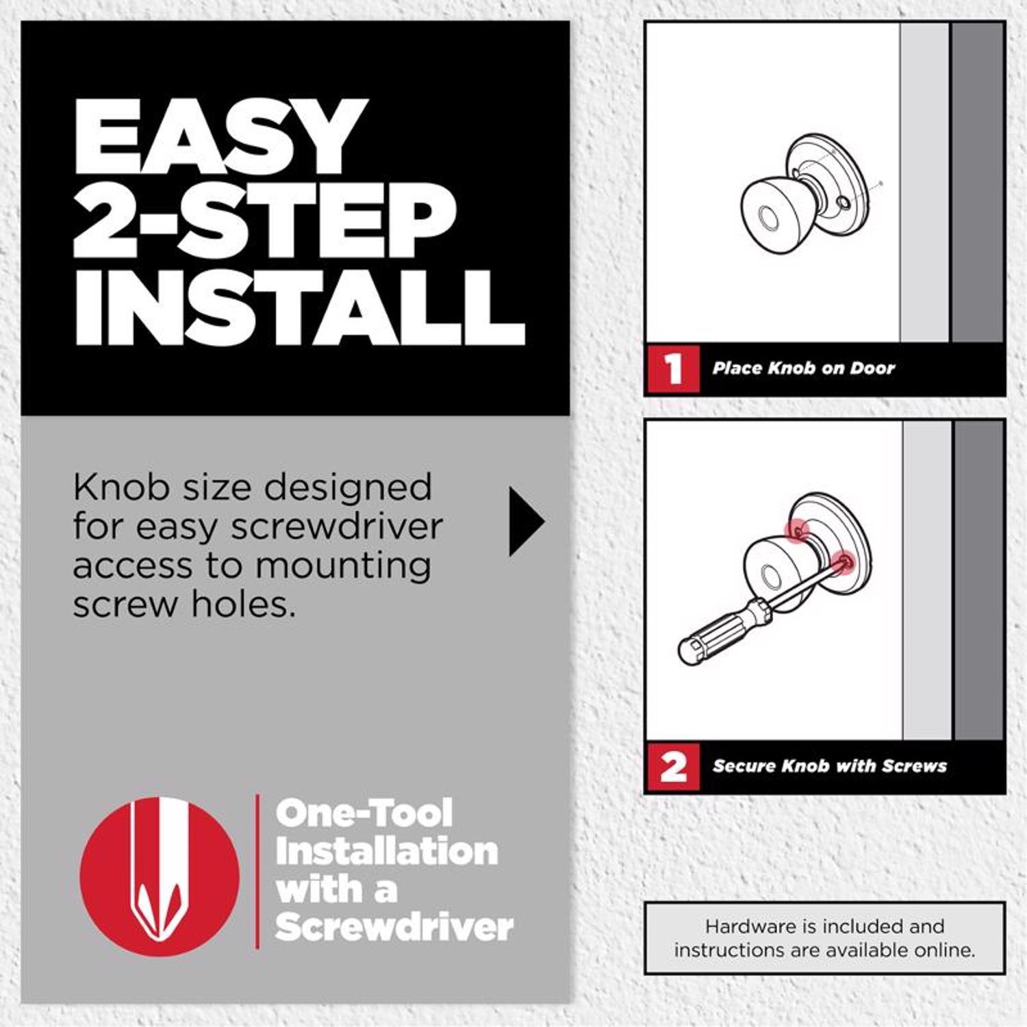 Kwikset Tylo Antique Brass Entry Door Knob 1-3/4 in.