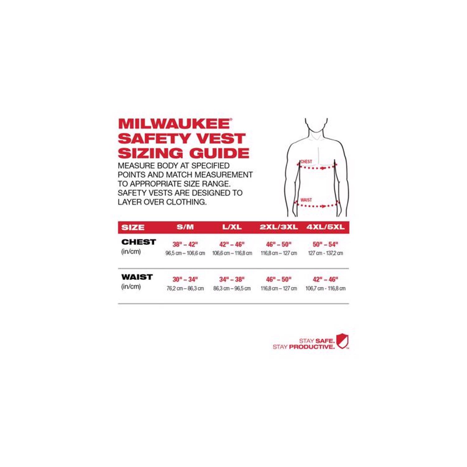 Milwaukee Reflective Type R Class 2 Safety Vest High Visibility Yellow L/XL