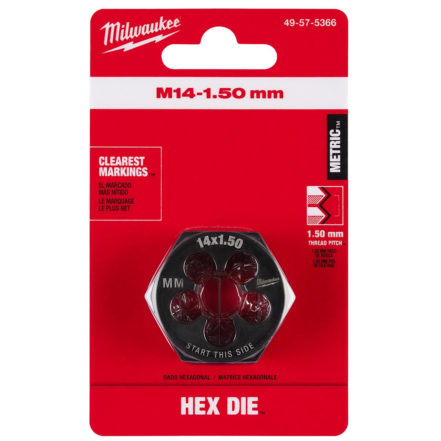 Milwaukee Metric M14x1.5 mm 1-7/16" Hex Threading Die