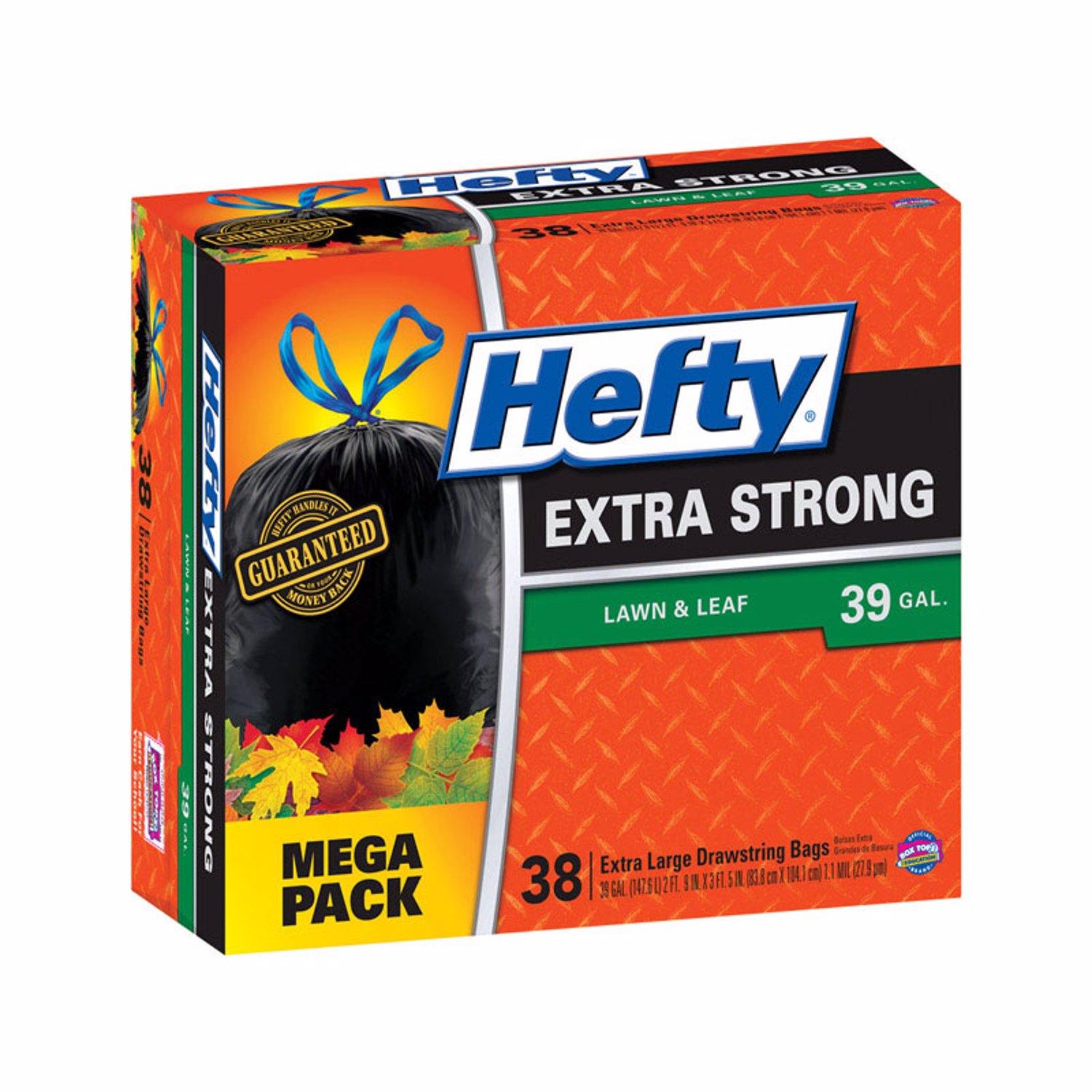 Hefty Extra Strong 39 gal No Scent Scent Lawn and Leaf Bags Drawstring 38 pk 1.1 mil