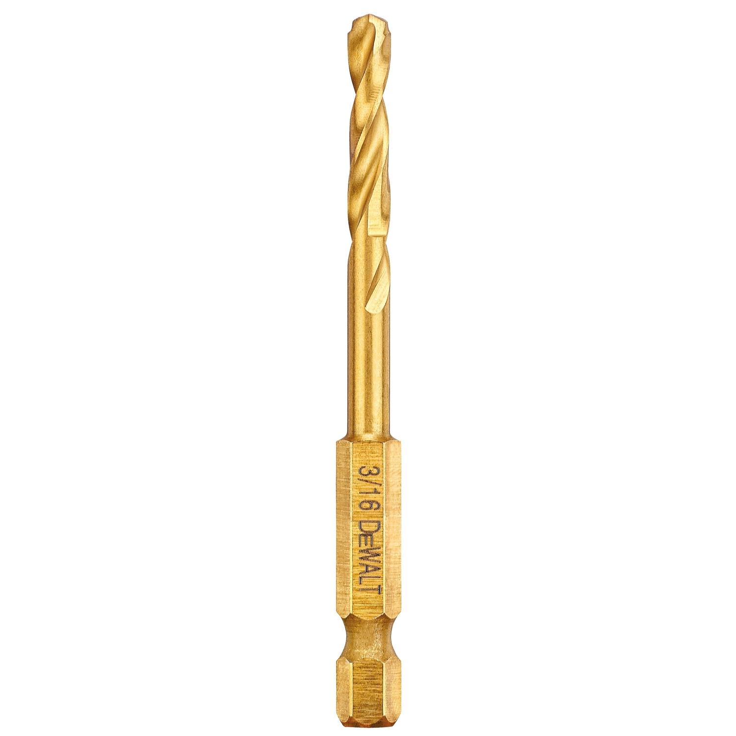 DeWalt Impact Ready 3/16 in. X 3 in. L High Speed Steel Drill Bit Quick-Change Hex Shank 1 pc