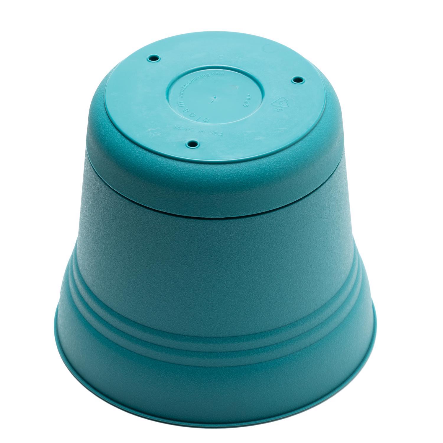 Bloem Saturn 10.75 in. H X 12.25 in. W Plastic Traditional Planter Bermuda Teal