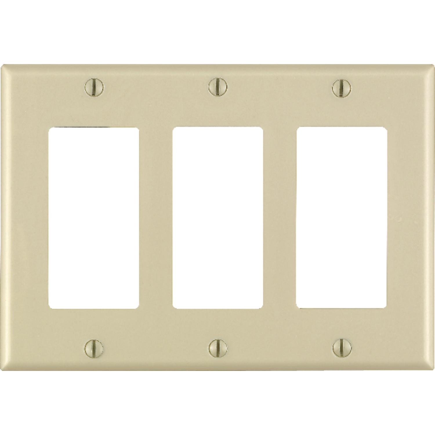 Leviton Decora Ivory 3 gang Thermoset Plastic Decorator Wall Plate 1 pk