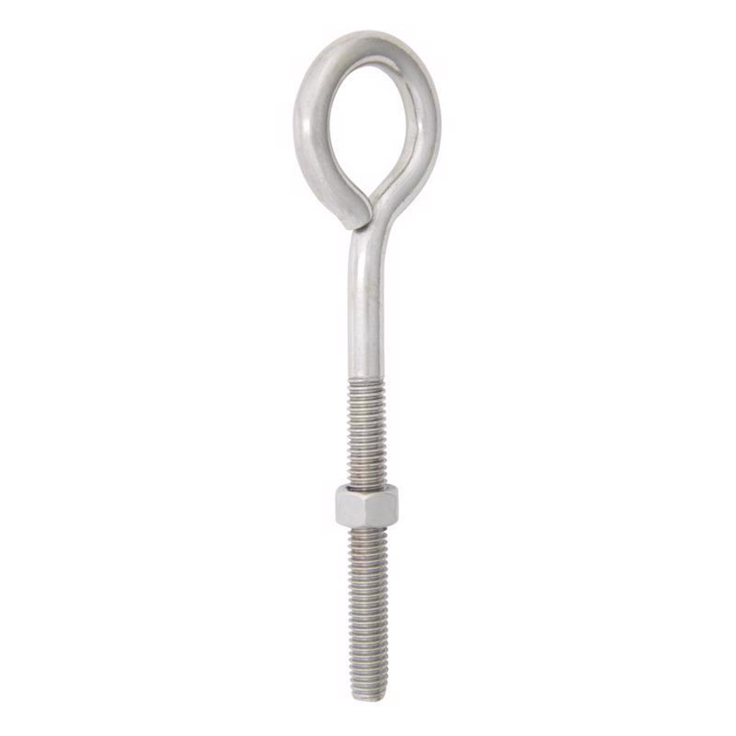 Hampton 3/8 in. X 6 in. L Stainless Stainless Steel Eyebolt Nut Included