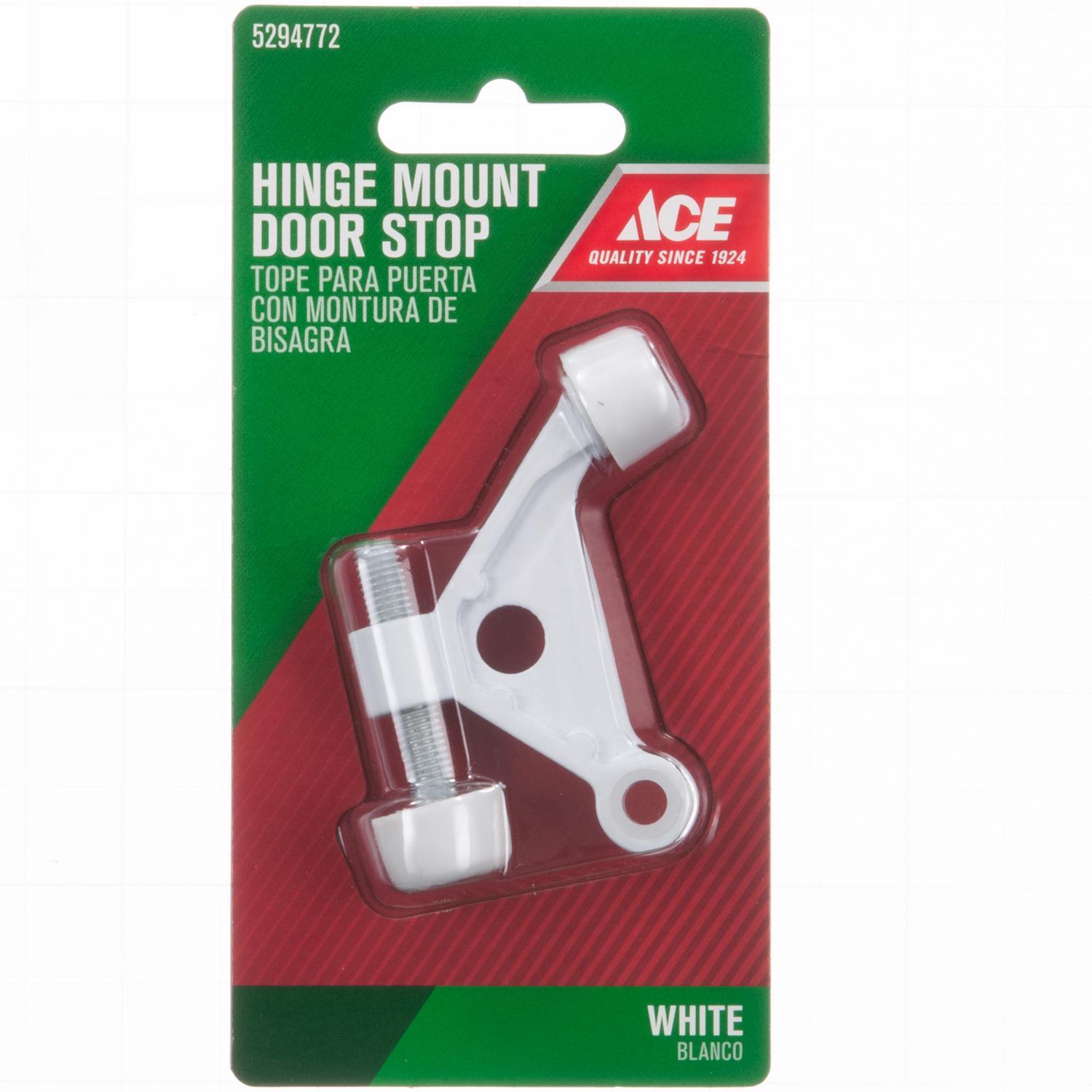 Ace 2-5/8 in. W Metal White Hinge Pin Door Stop Mounts to door and wall 0 in.