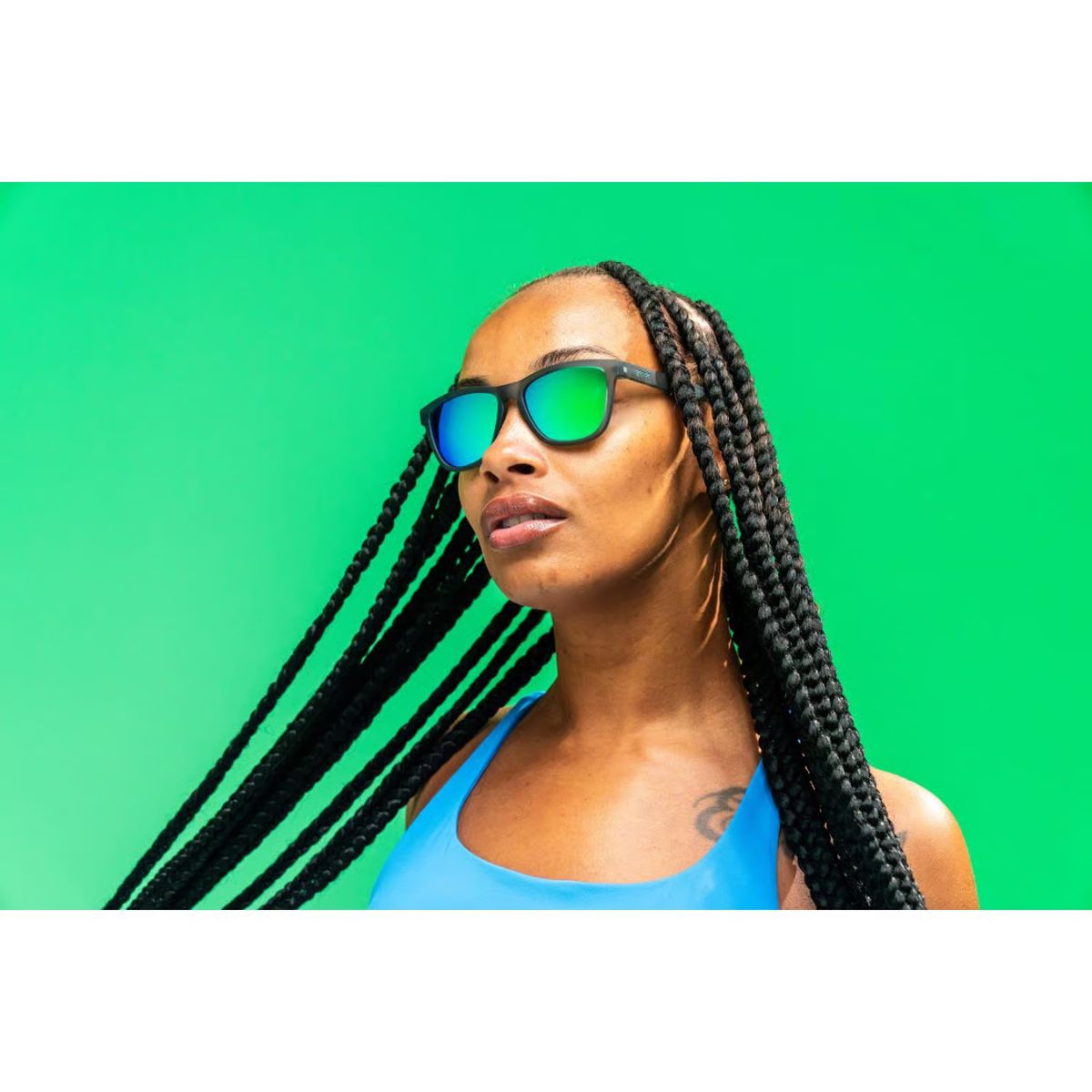 goodr OG - Silverback Squat Mobility Sunglasses Unisex Gray Frame Green Lens Polarized
