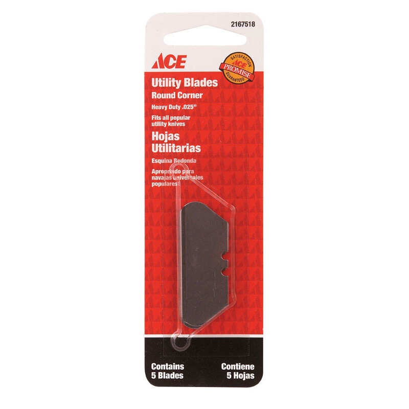 Ace Round Corner Steel Heavy Duty Utility Knife Replacement Blade 5 pk