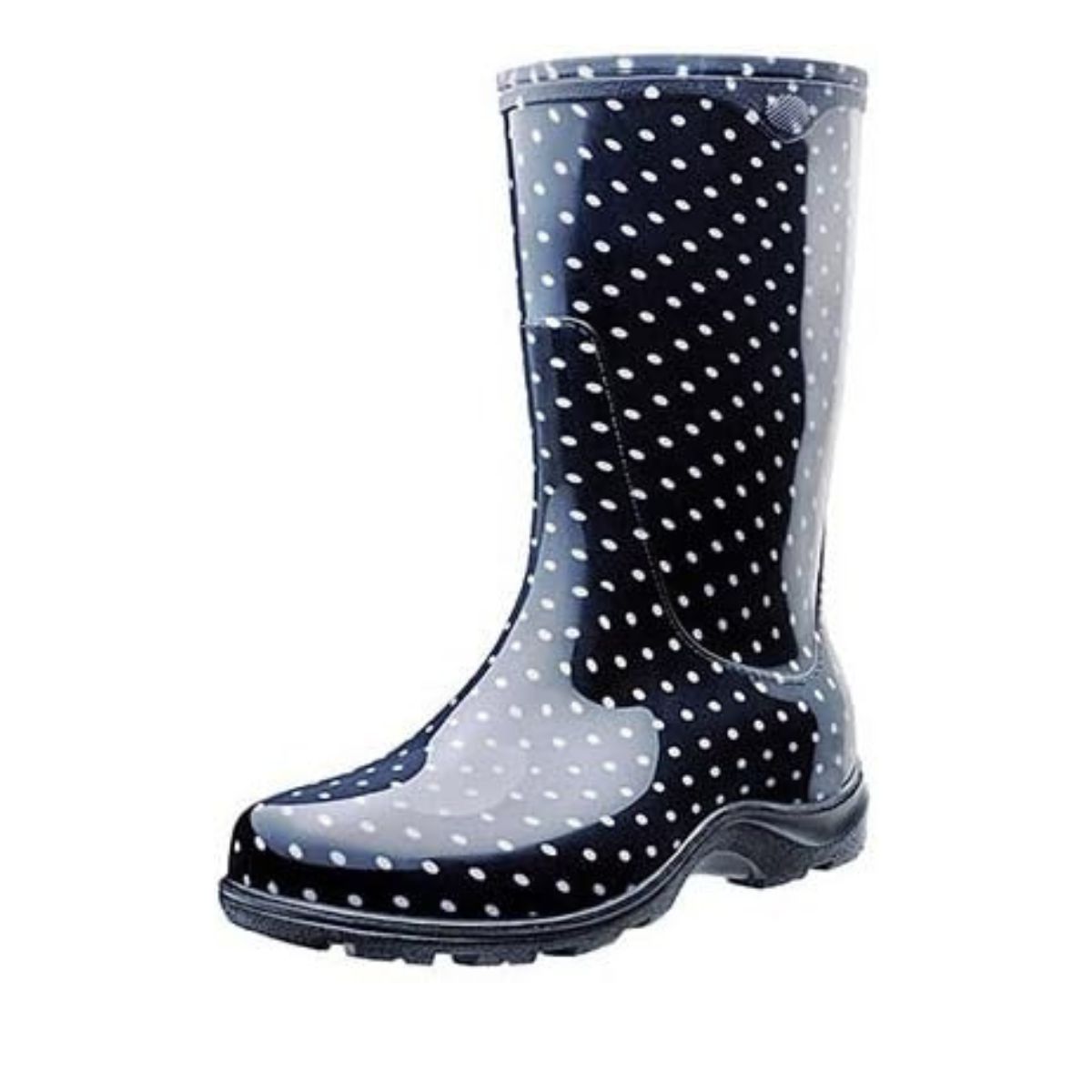 Sloggers Women's Garden/Rain Boots Black Polka Dot size 8 