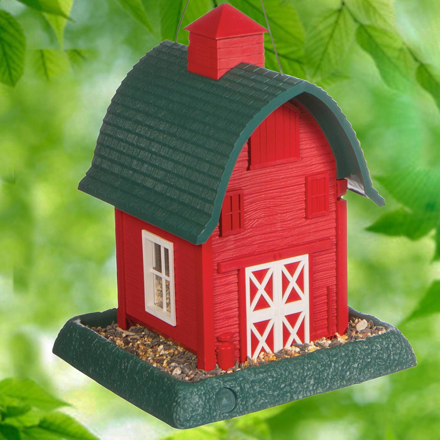 North States Wild Bird 5 lb Plastic Barn Hopper Bird Feeder 4 ports