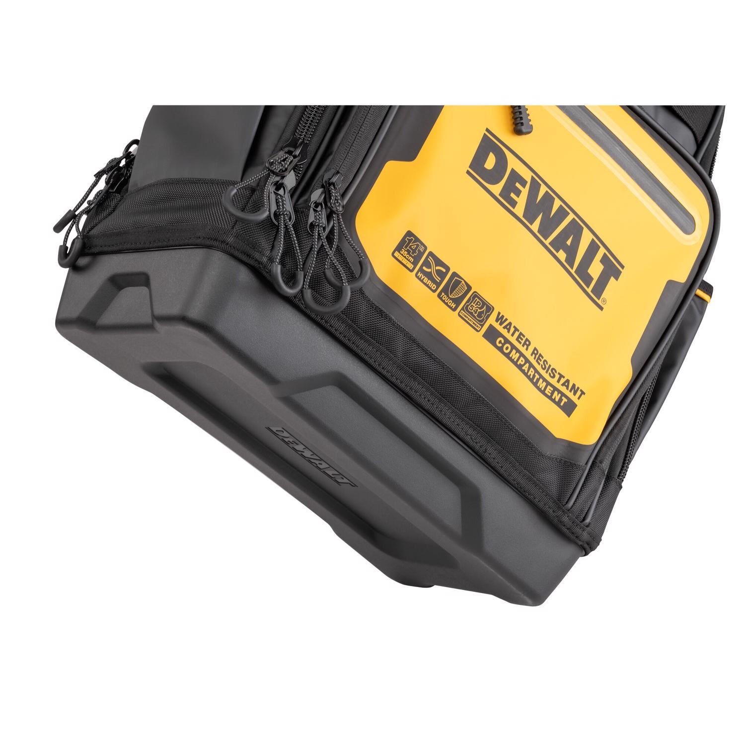DEWALT 7.75 in. W X 18.75 in. H Polyester/Tarpaulin Pro Backpack Tool Bag 43 pocket Black/Yellow 1 p
