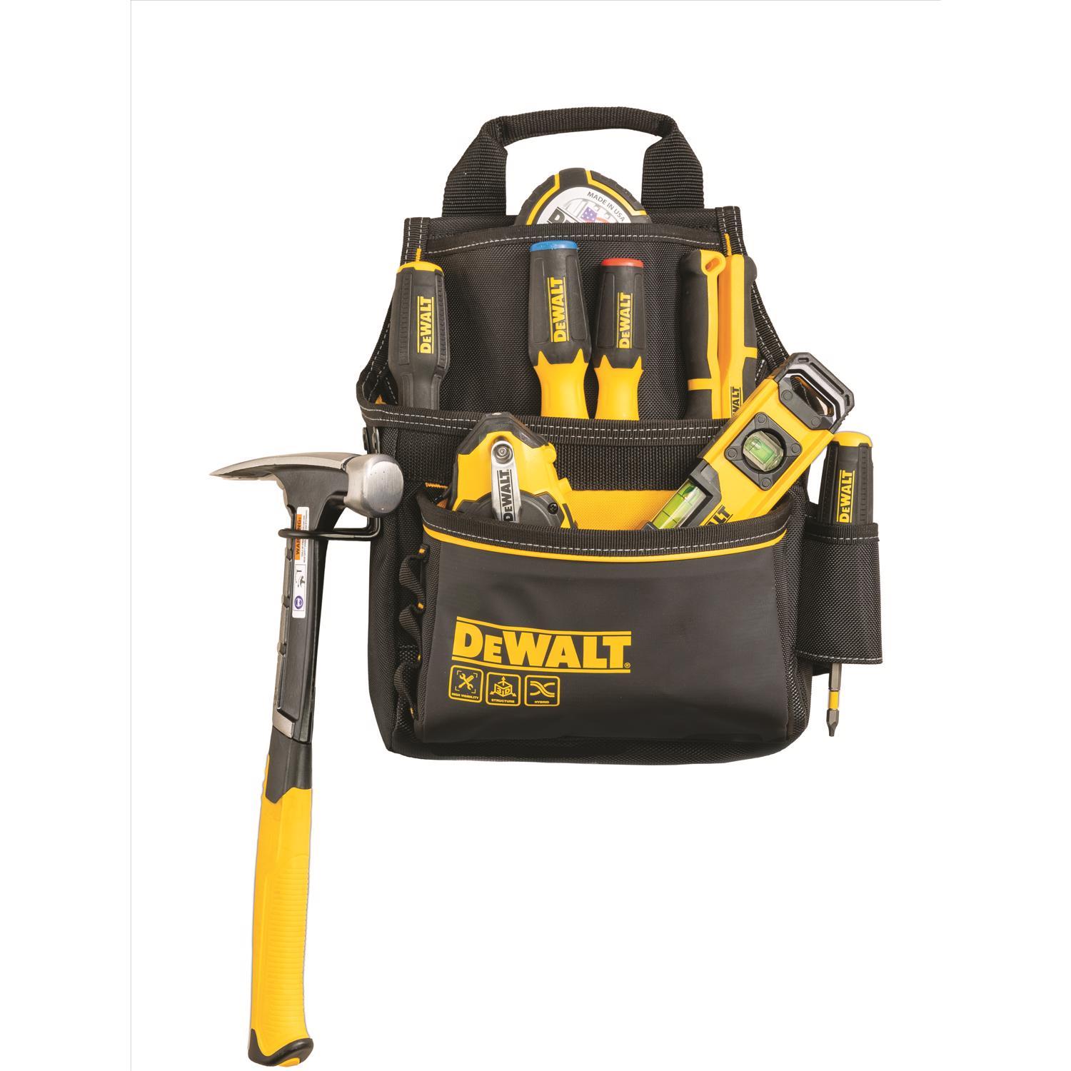 DEWALT 12 pocket Ballistic Nylon Professional Tool Pouch Black/Yellow