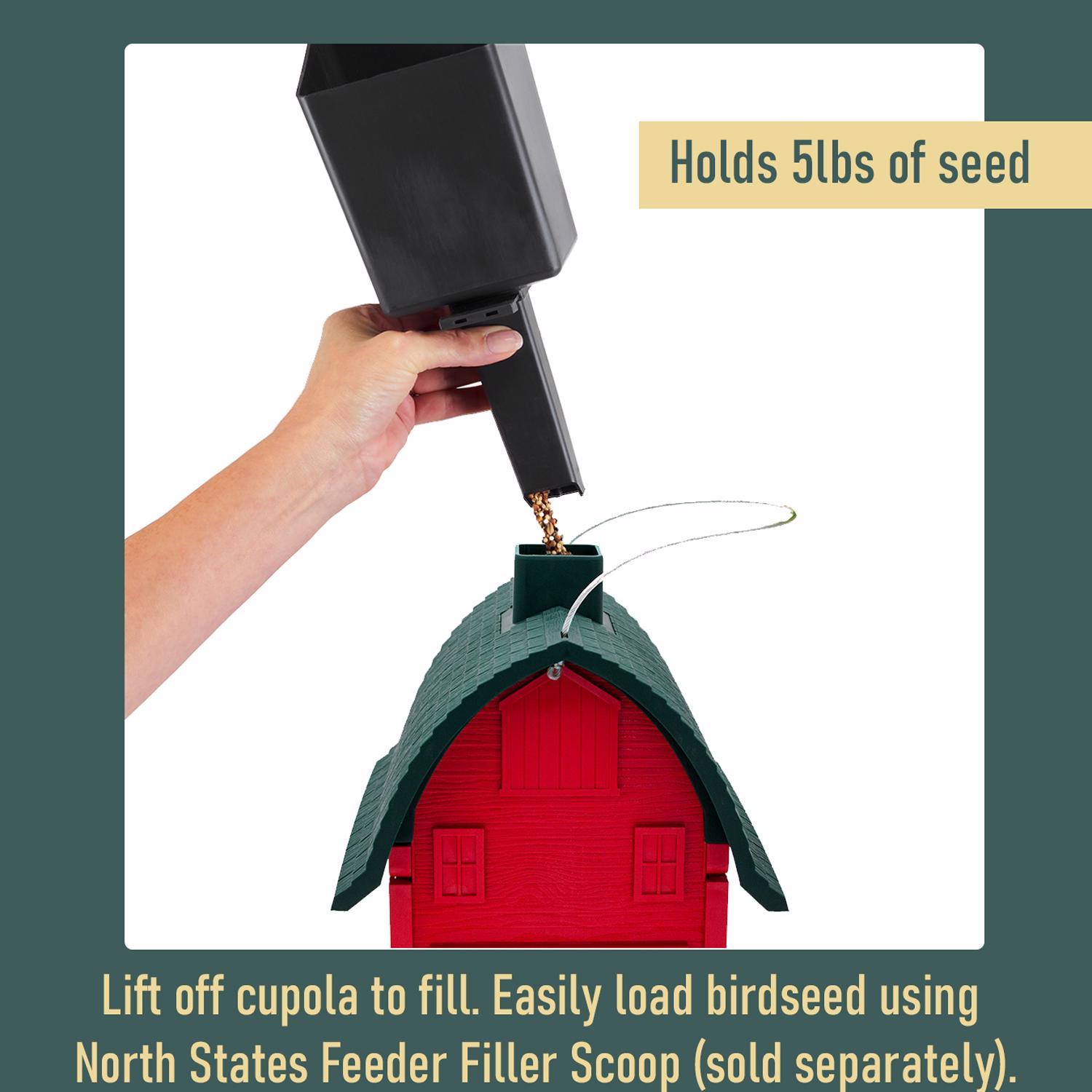 North States Wild Bird 5 lb Plastic Barn Hopper Bird Feeder 4 ports
