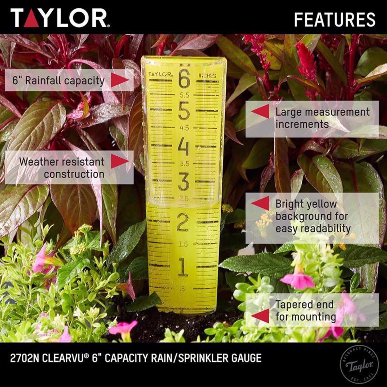 Taylor ClearVu Rain Gauge/Sprinkler Ground 1.18 in. W X 2.76 in. L
