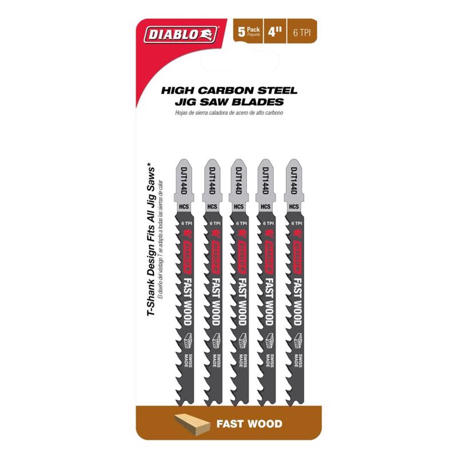 Diablo 4 in. High Carbon Steel T-Shank Fast Wood Jig Saw Blade 6 TPI 5 pk
