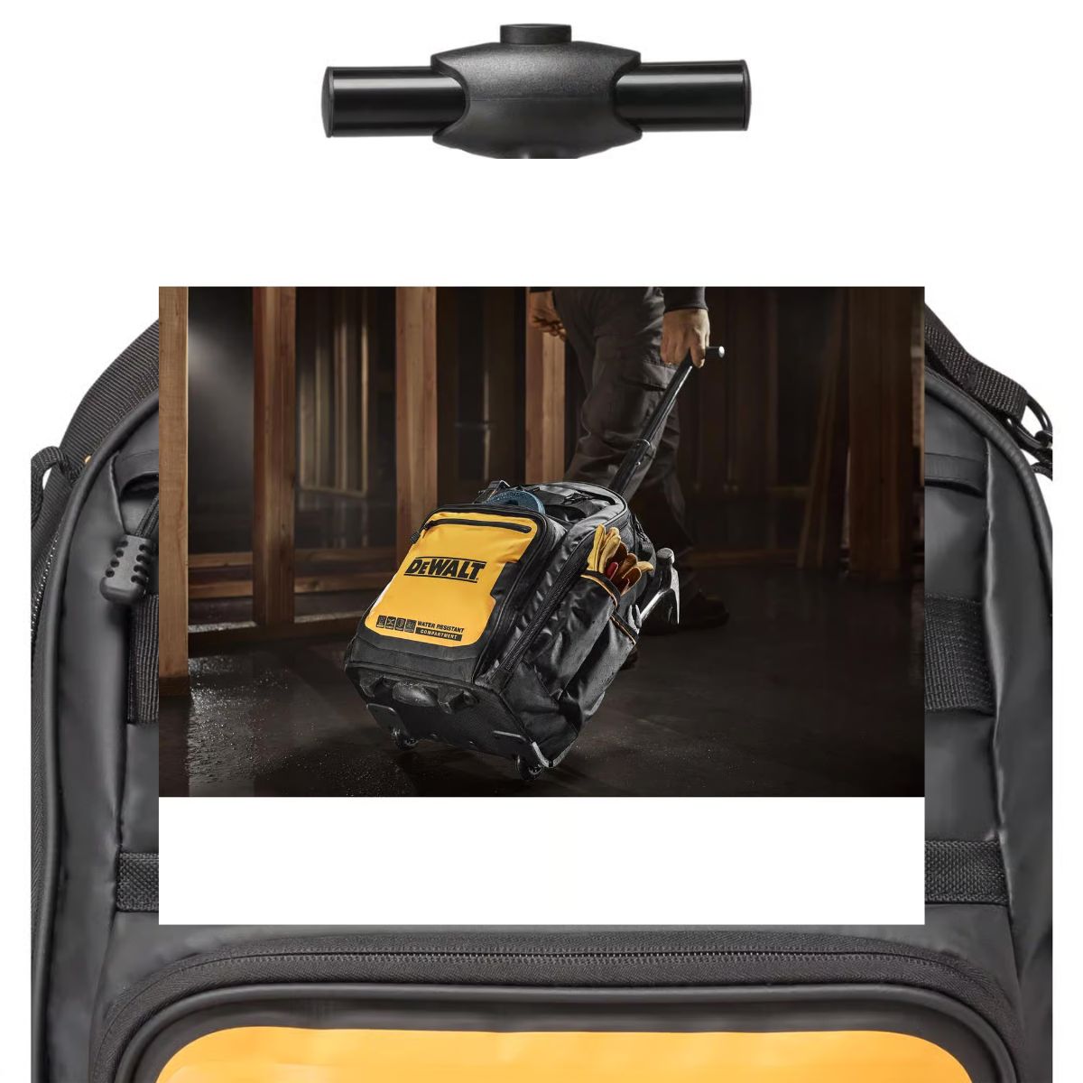 DEWALT Polyester/Tarpaulin Pro Backpack on Wheels Tool Bag 46 pocket Black/Yellow 1 Piece